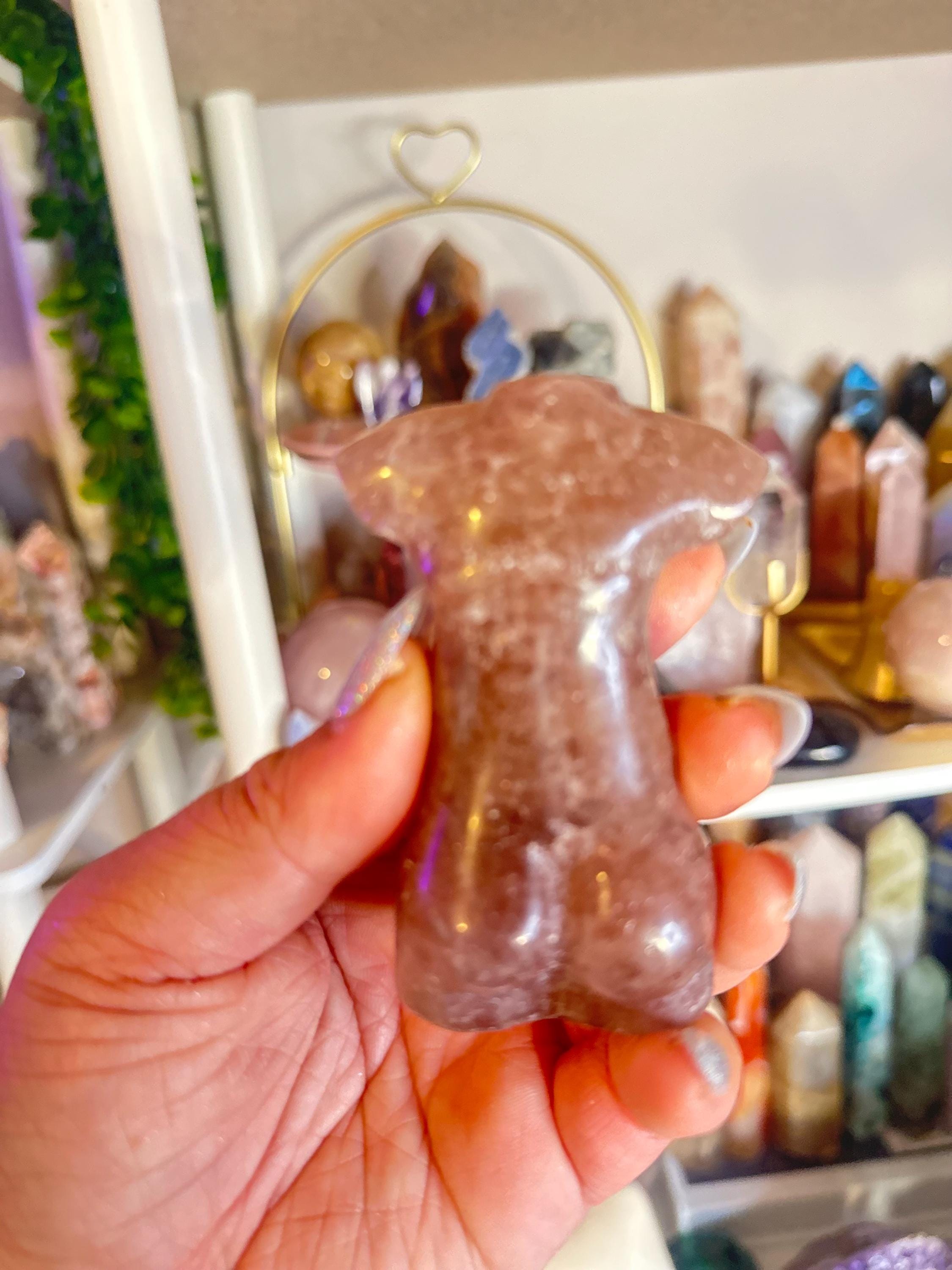 Crystal + Rocks | Bundle of 2 | Strawberry Quartz Male + Female Figurines Body | 4in
