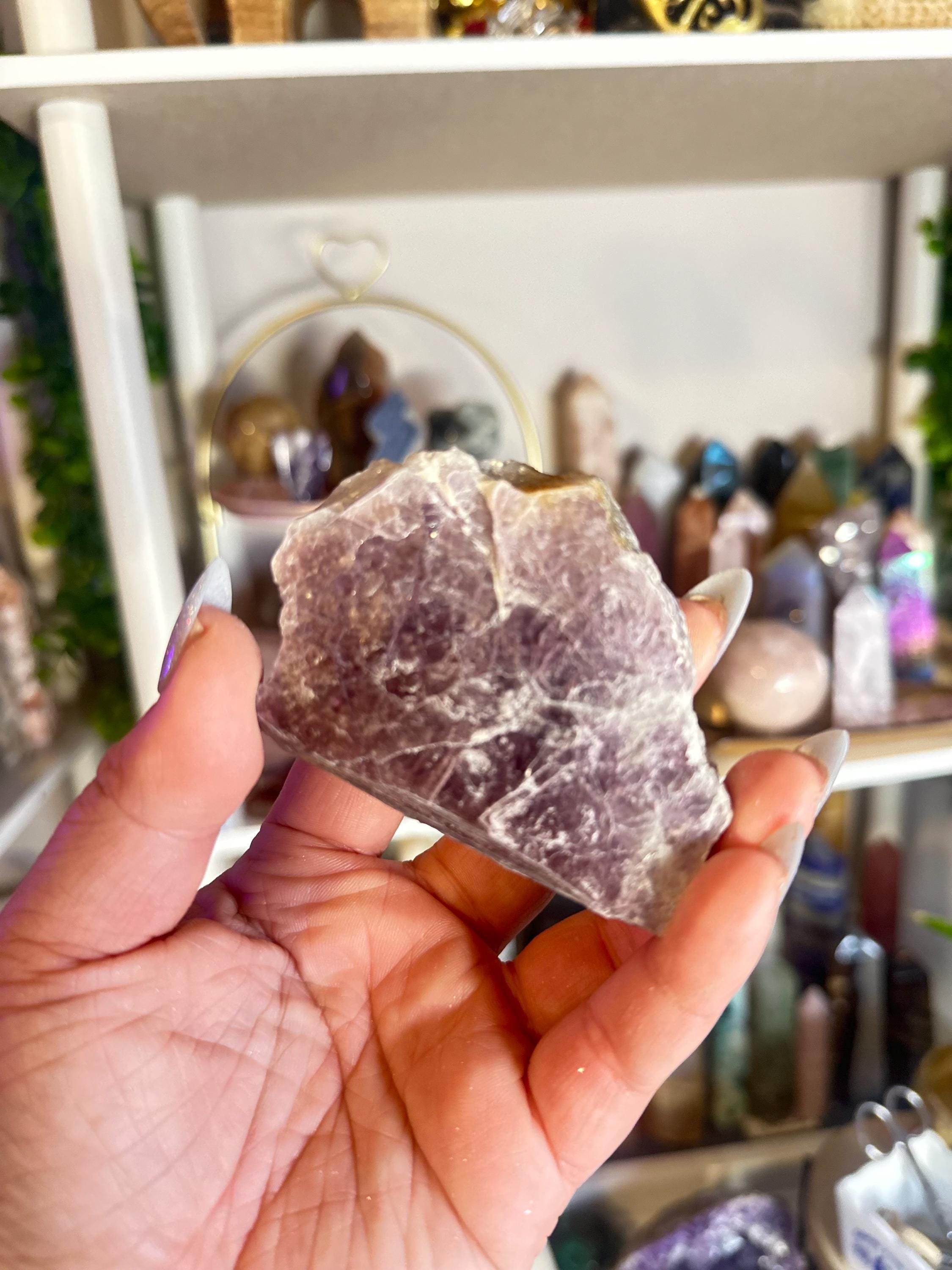 Crystal + Rocks | Intuitive Pick | Sparky Metallic Purple Lepidolite Mica Slabs | 3-4in