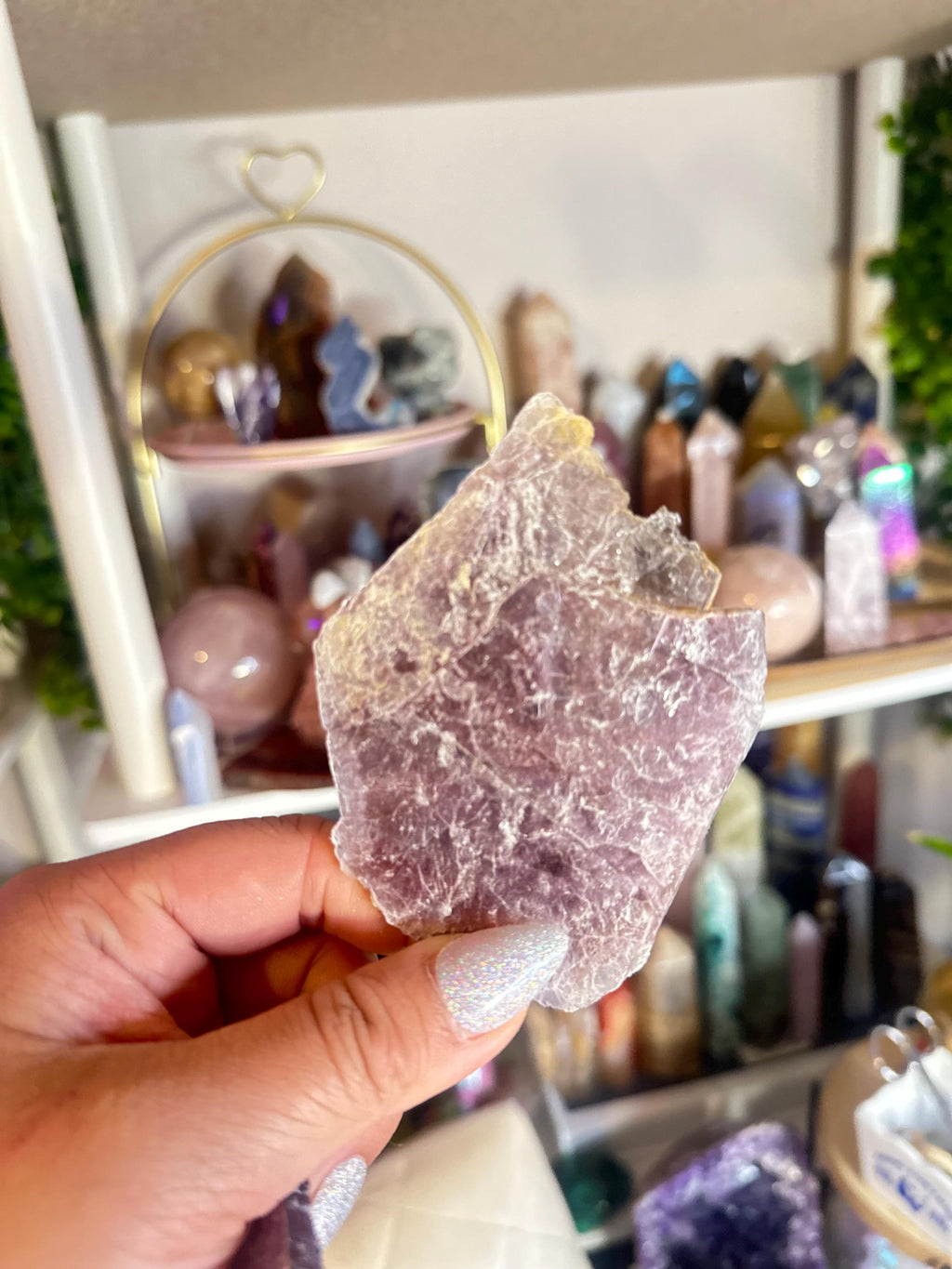 Crystal + Rocks | Intuitive Pick | Sparky Metallic Purple Lepidolite Mica Slabs | 3-4in