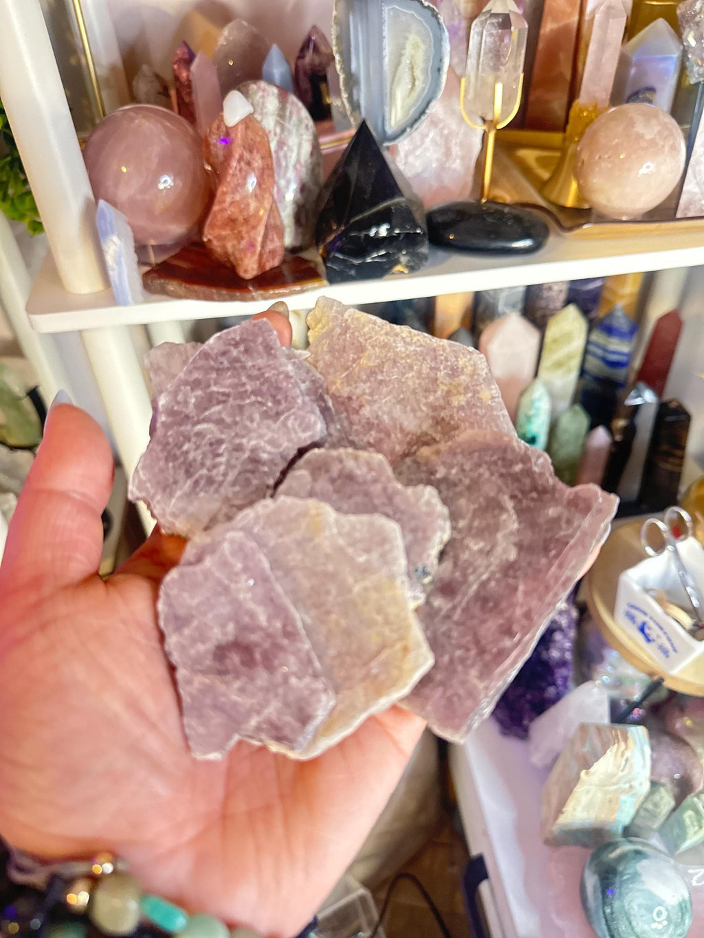 Crystal + Rocks | Intuitive Pick | Sparky Metallic Purple Lepidolite Mica Slabs | 3-4in