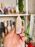 Crystal + Rocks| Beautiful | Pink Amethyst + Purple Flower Agate Tower | 3inch