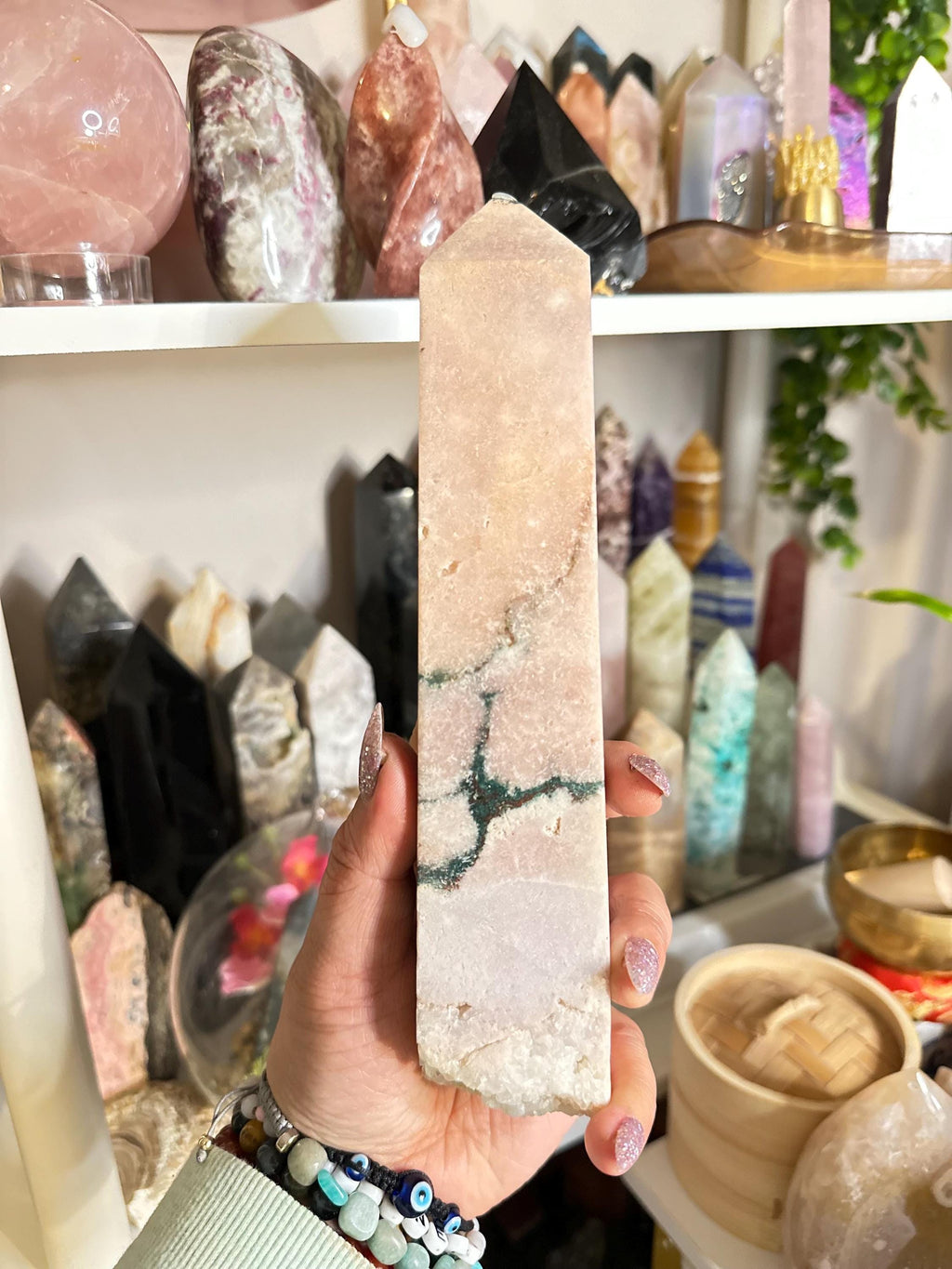 Crystal + Rocks | Gorgeous + Sparkly | Pink Amethyst with Jasper Tower | 8in