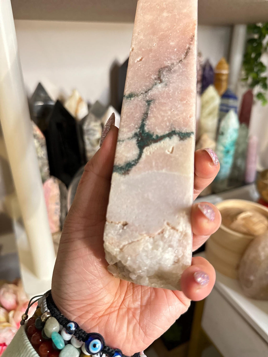 Crystal + Rocks | Gorgeous + Sparkly | Pink Amethyst with Jasper Tower | 8in