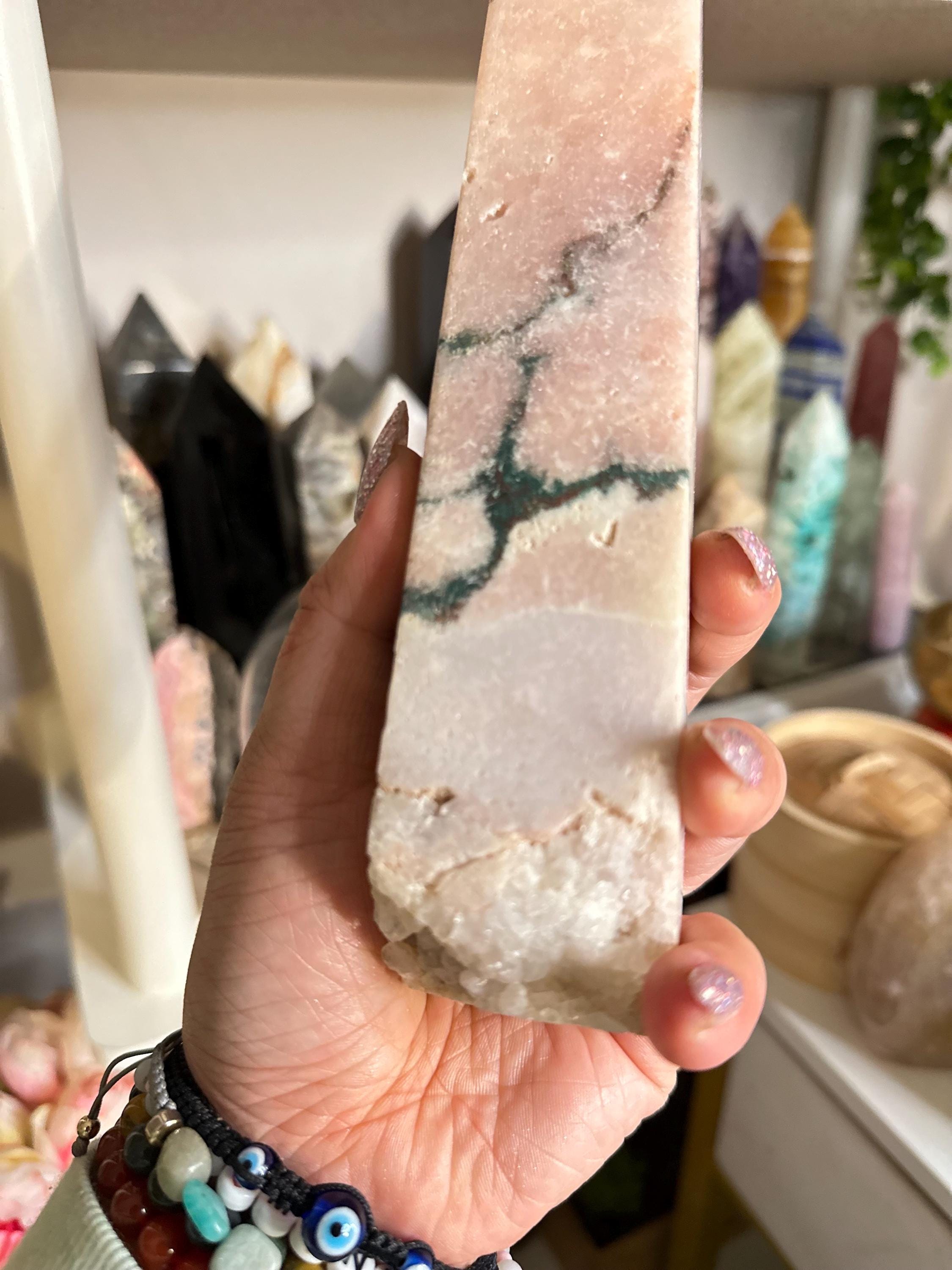 Crystal + Rocks | Gorgeous + Sparkly | Pink Amethyst with Jasper Tower | 8in
