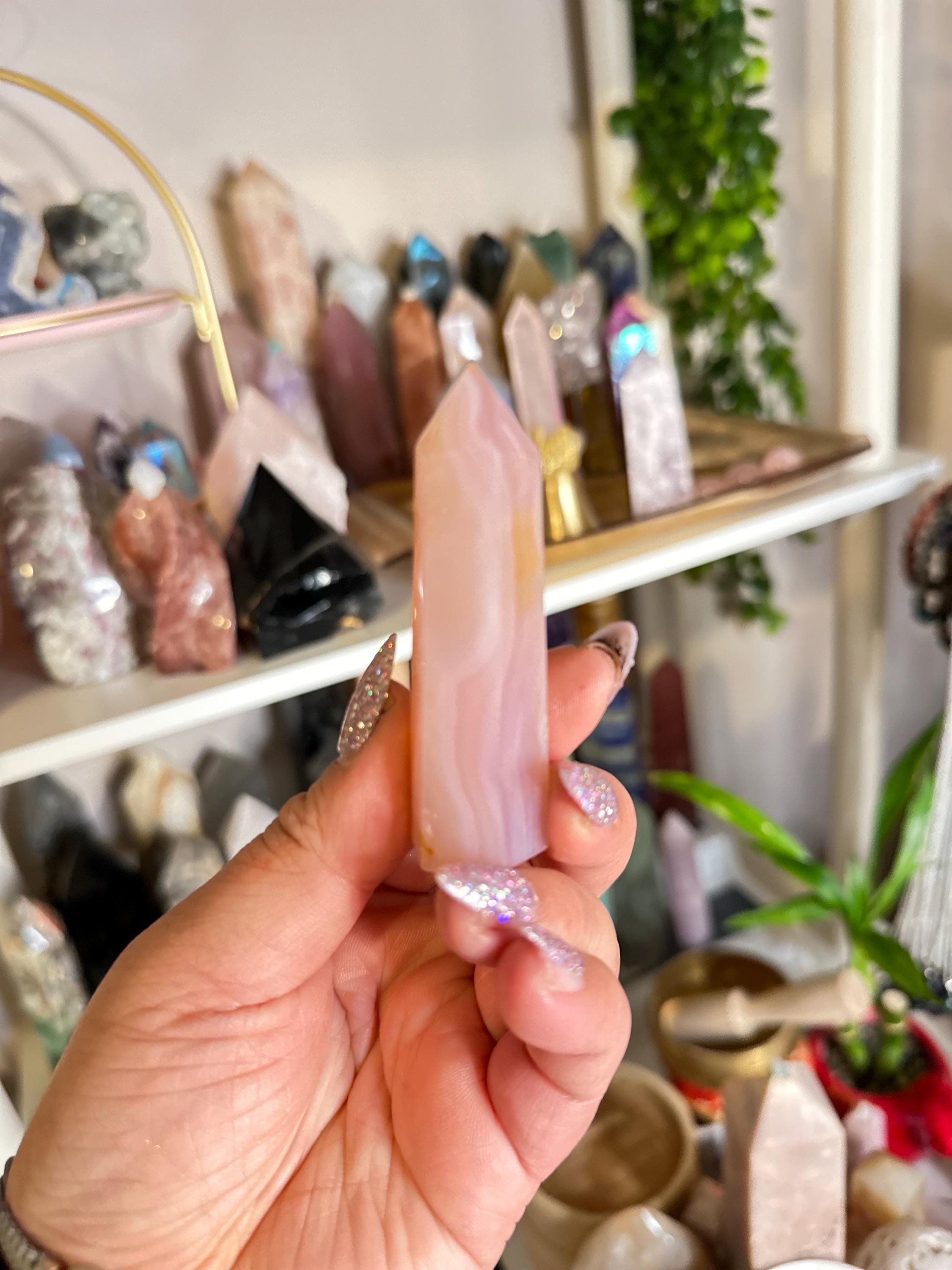 Crystal + Rocks | Gemmy Cute | Pink Jelly Agate Tower | 3in