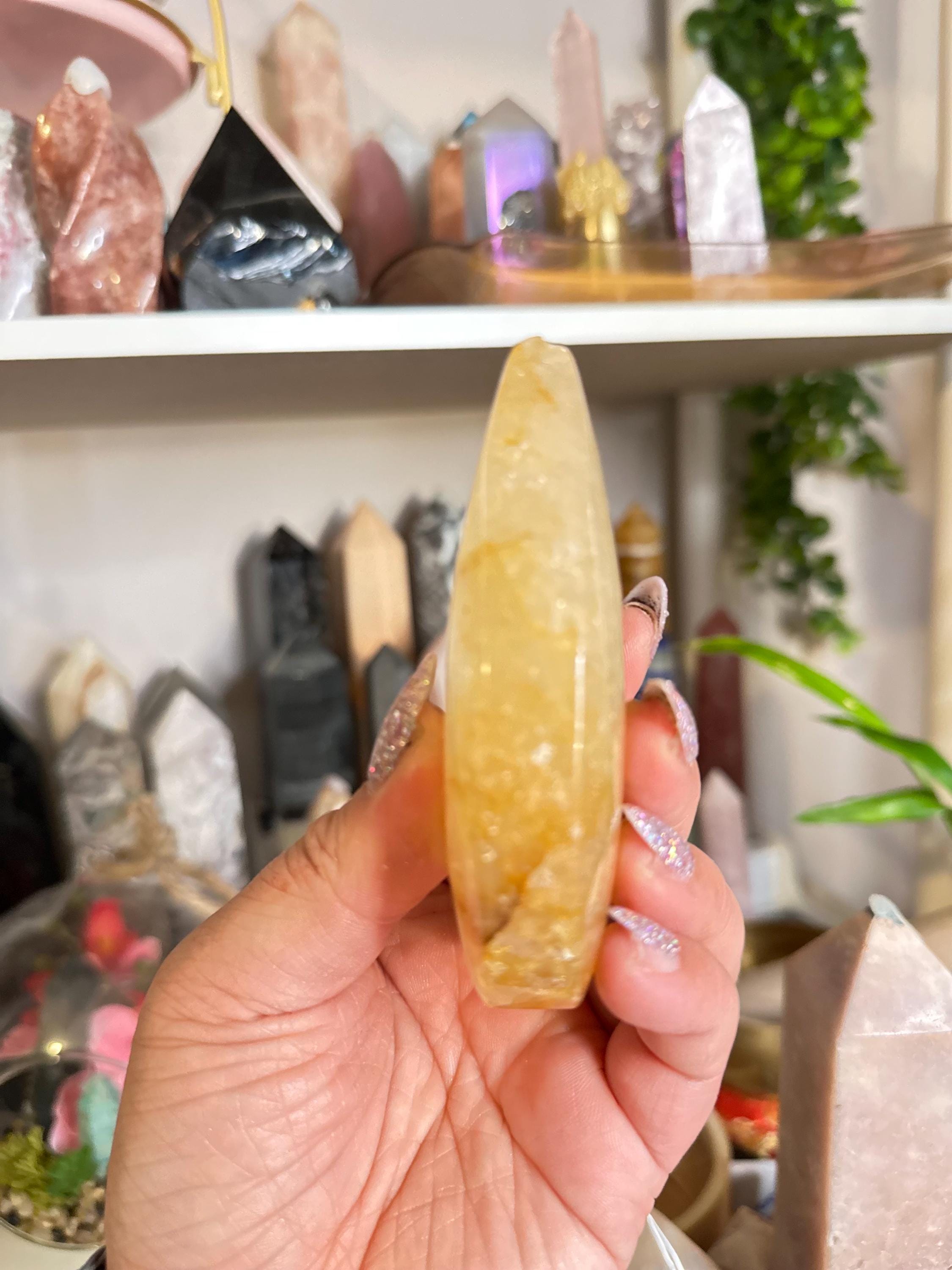 Crystal + Rocks | Large Polished | Stunning | Golden HealerTeardrop Freeform | 5in