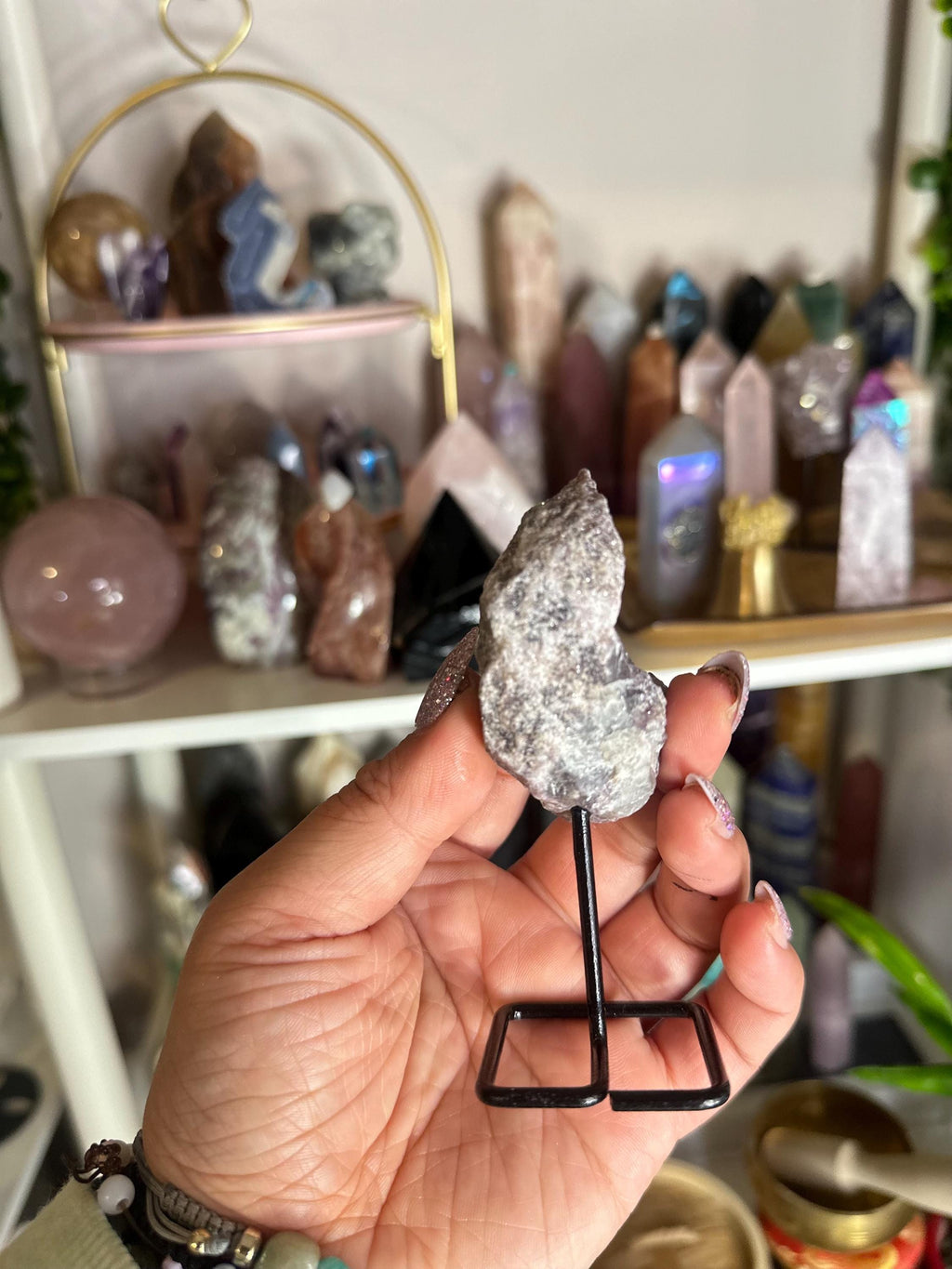 Crystal + Rocks | Irregular + Sparkly | Lepidolite on a Stand | 3.5in
