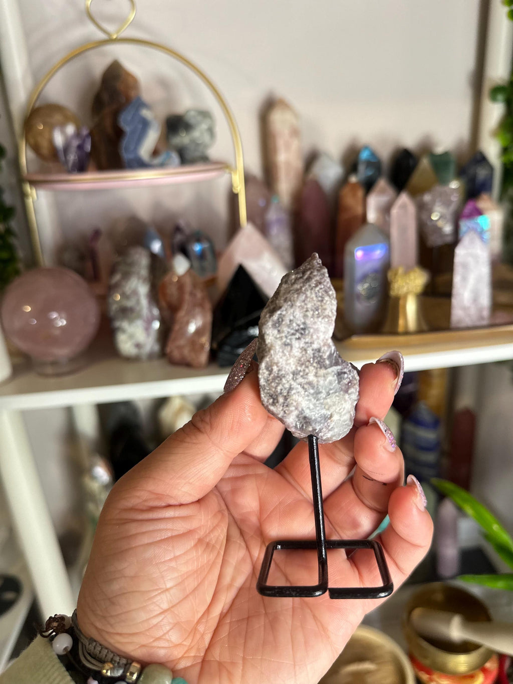 Crystal + Rocks | Irregular + Sparkly | Lepidolite on a Stand | 3.5in