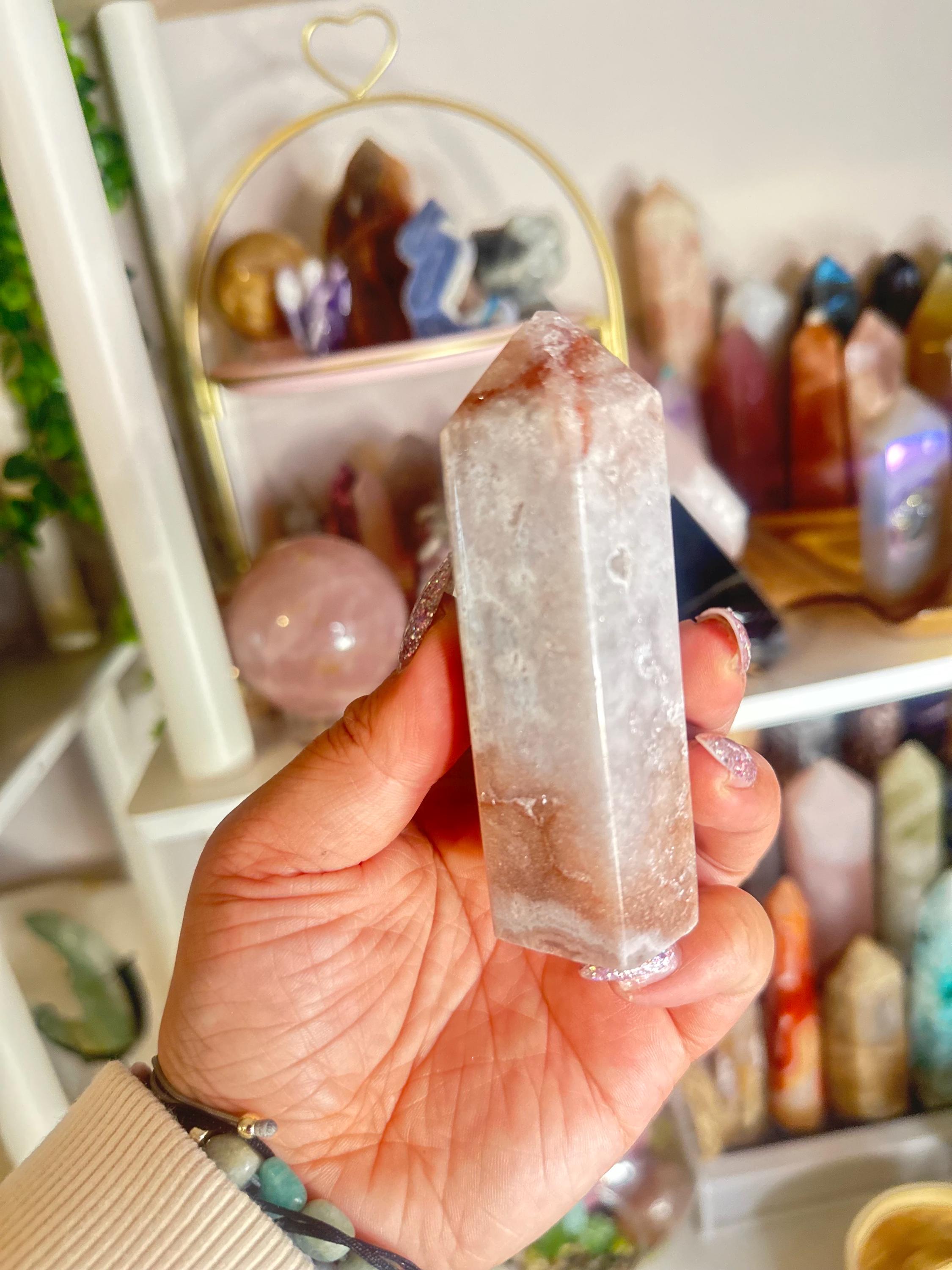 Crystal + Rocks| Druzy Tip | Pink Amethyst Tower | 3.5inch