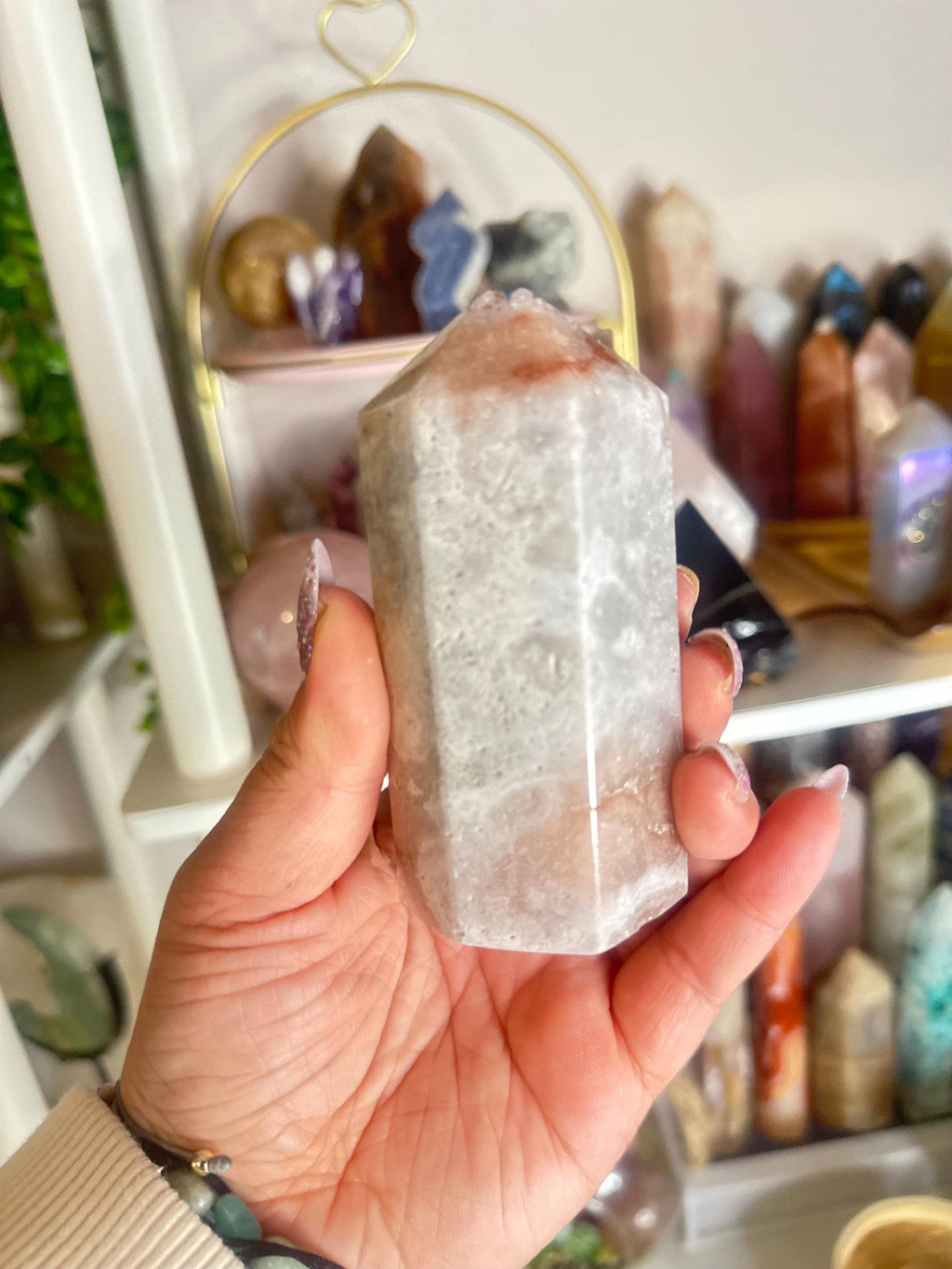 Crystal + Rocks| Druzy Tip | Pink Amethyst Tower | 3.5inch