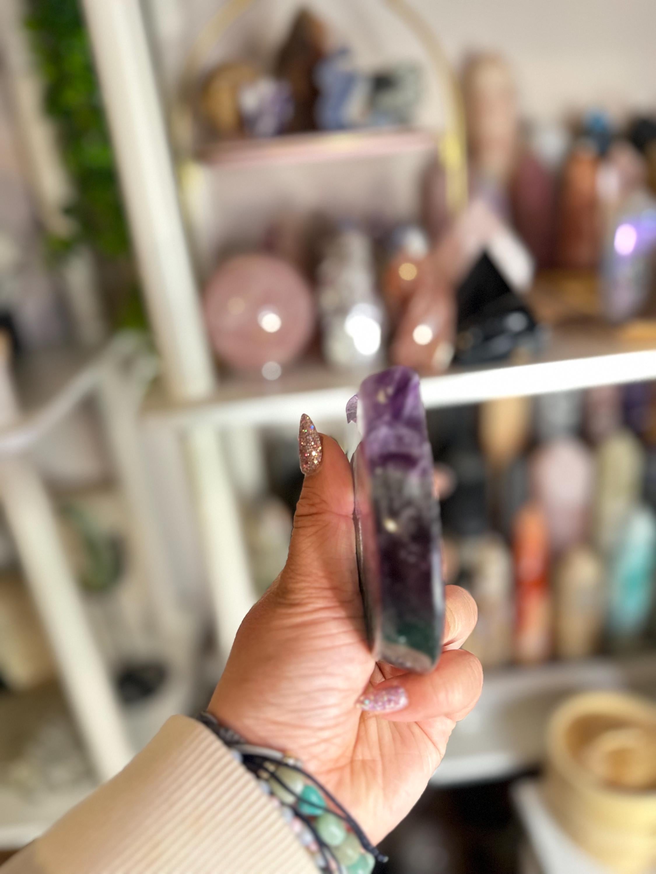 Crystal + Rocks | Polished | Rainbow Fluorite Kitty Cat Candy Dish | 3inch
