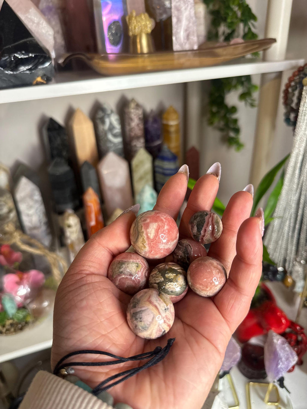 Crystal + Rocks | Super High Quality Polished | Rhodocrosite with Pyrite Mini Spheres | 1inch