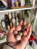 Crystal + Rocks | Super High Quality Polished | Rhodocrosite with Pyrite Mini Spheres | 1inch