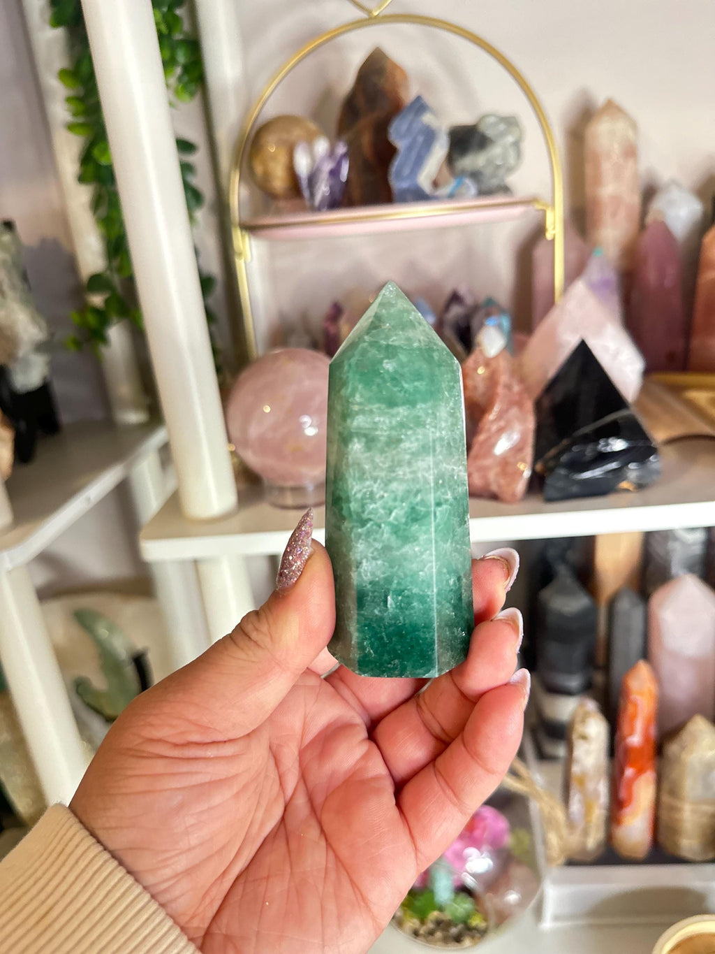 Crystal + Rocks| Sparkly + Chunky | Green Strawberry Quartz | 3inch