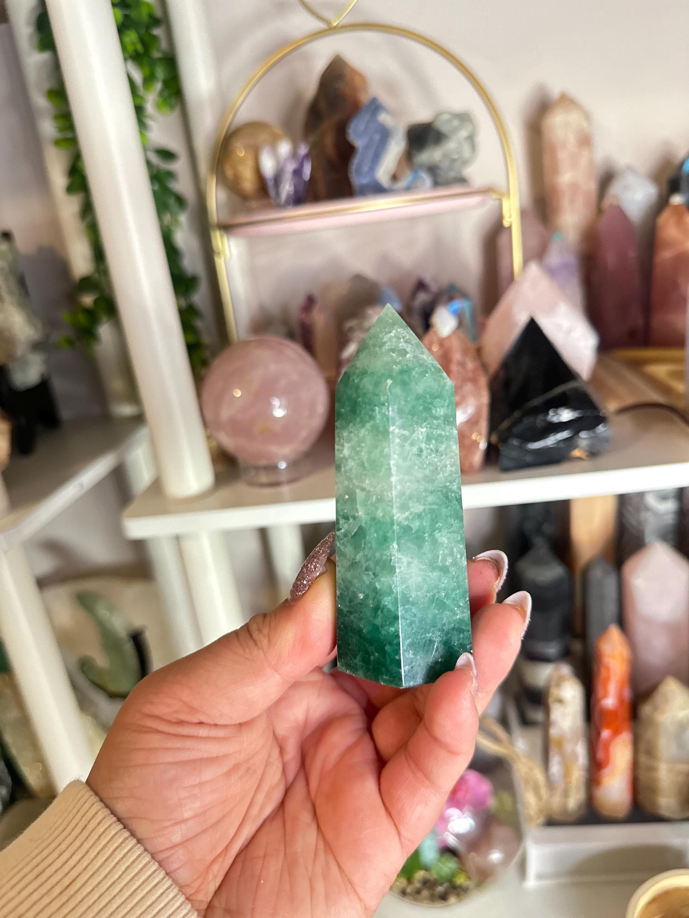 Crystal + Rocks| Sparkly + Chunky | Green Strawberry Quartz | 3inch