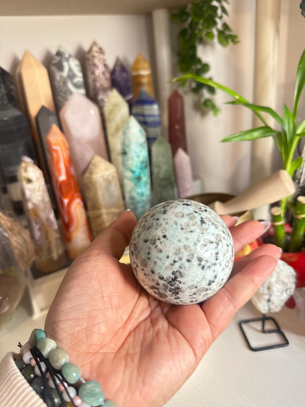 Crystal + Rocks | Polished | Kiwi Jasper Sphere | 3inch