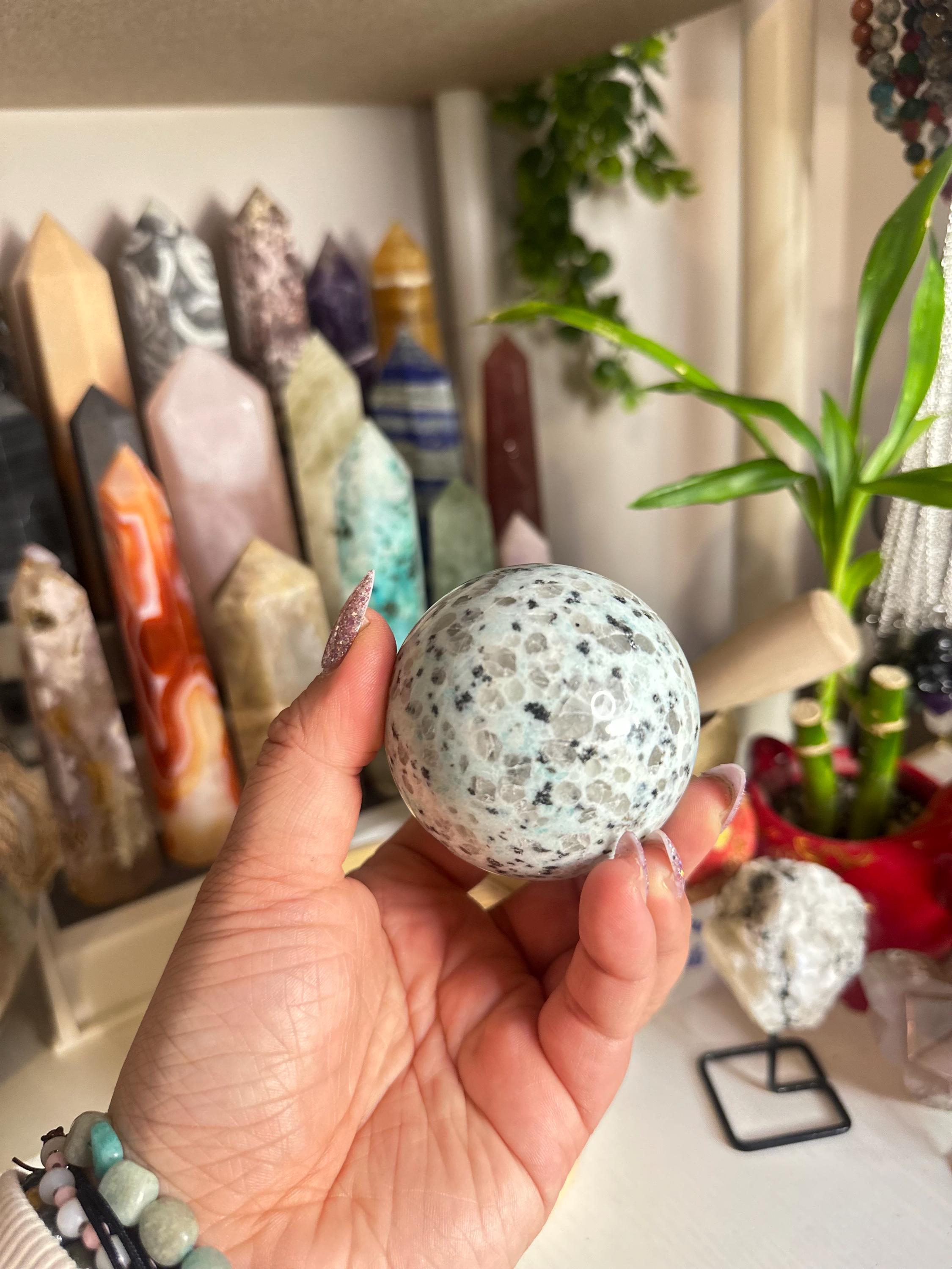 Crystal + Rocks | Polished | Kiwi Jasper Sphere | 3inch