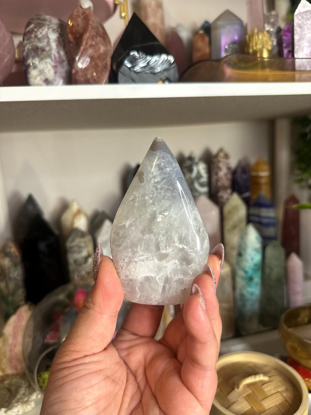 Crystal + Rocks | Polished | Agate Teardrop | 3inch