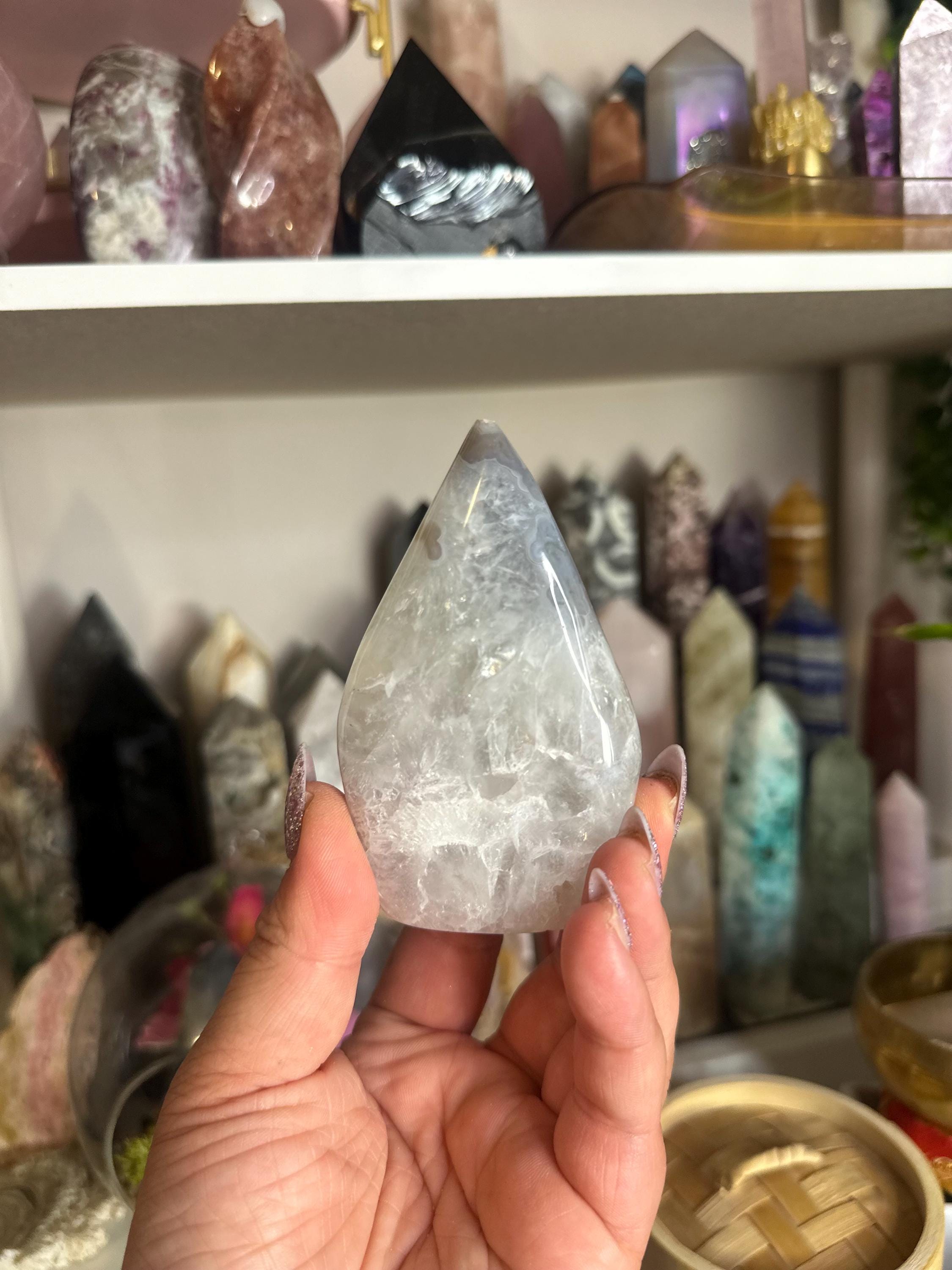Crystal + Rocks | Polished | Agate Teardrop | 3inch