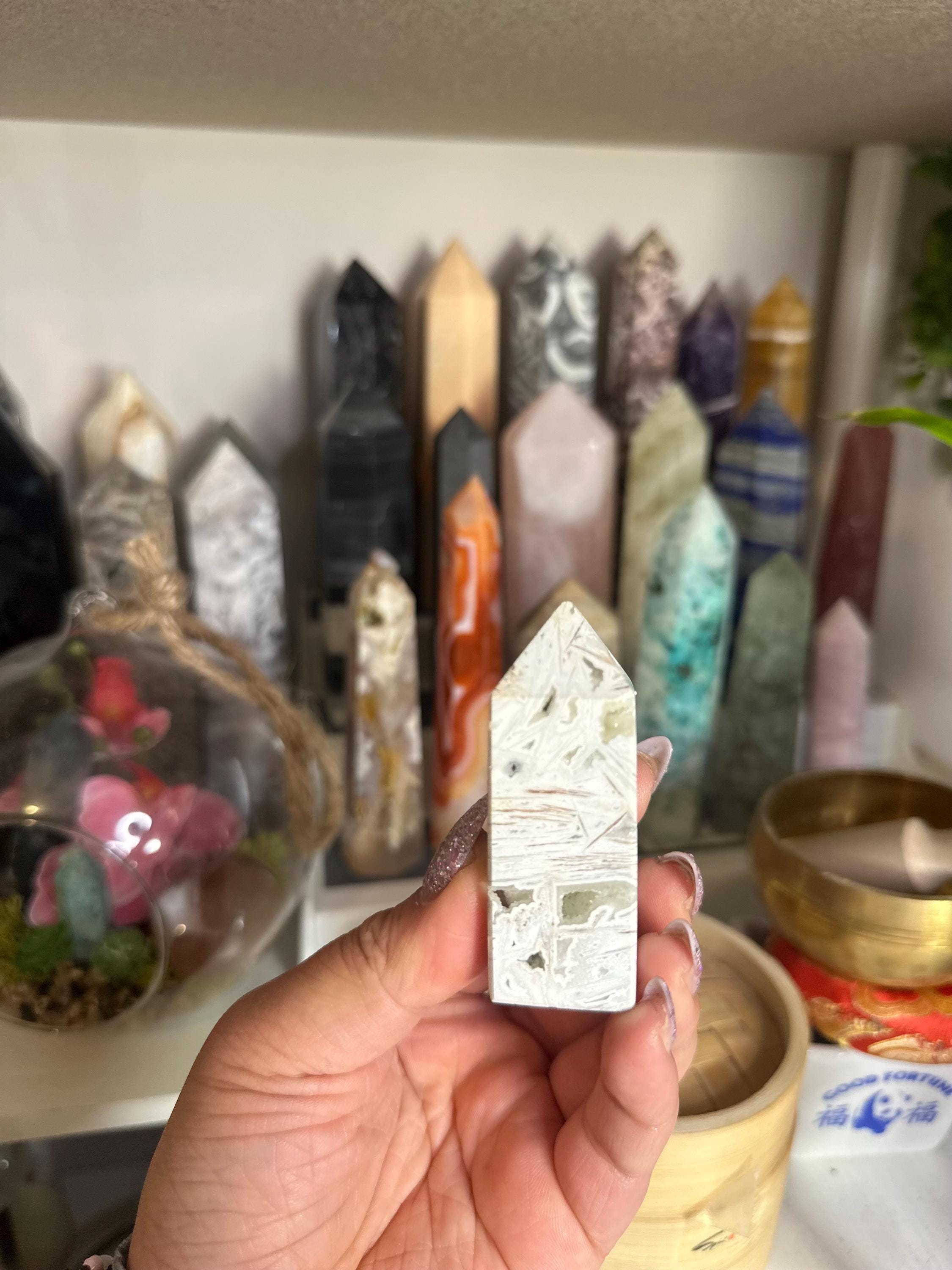 Crystal + Rocks | Cute | Mexican Crazy Laced Agate Tower | 3inch