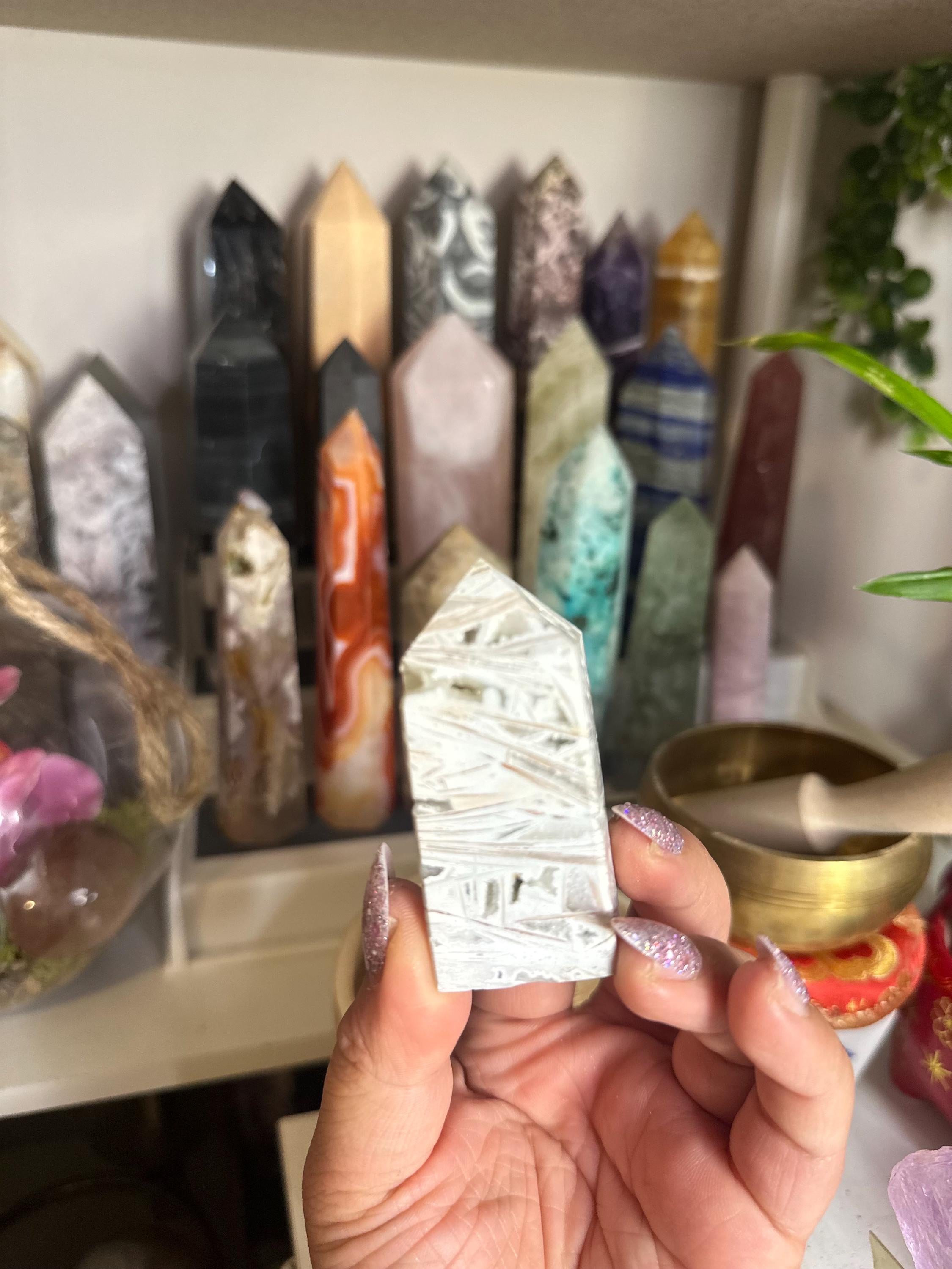 Crystal + Rocks | Cute | Mexican Crazy Laced Agate Tower | 3inch