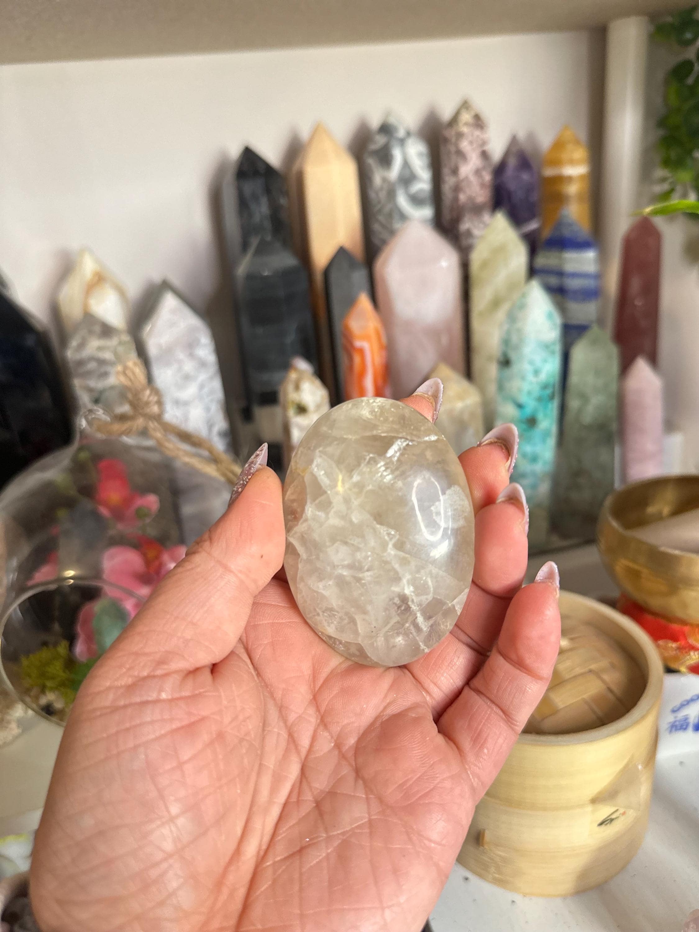 Crystal + Rocks | Super Gemmy with Rainbows | High Quality Smoky Quartz Palm Stone | 2inch
