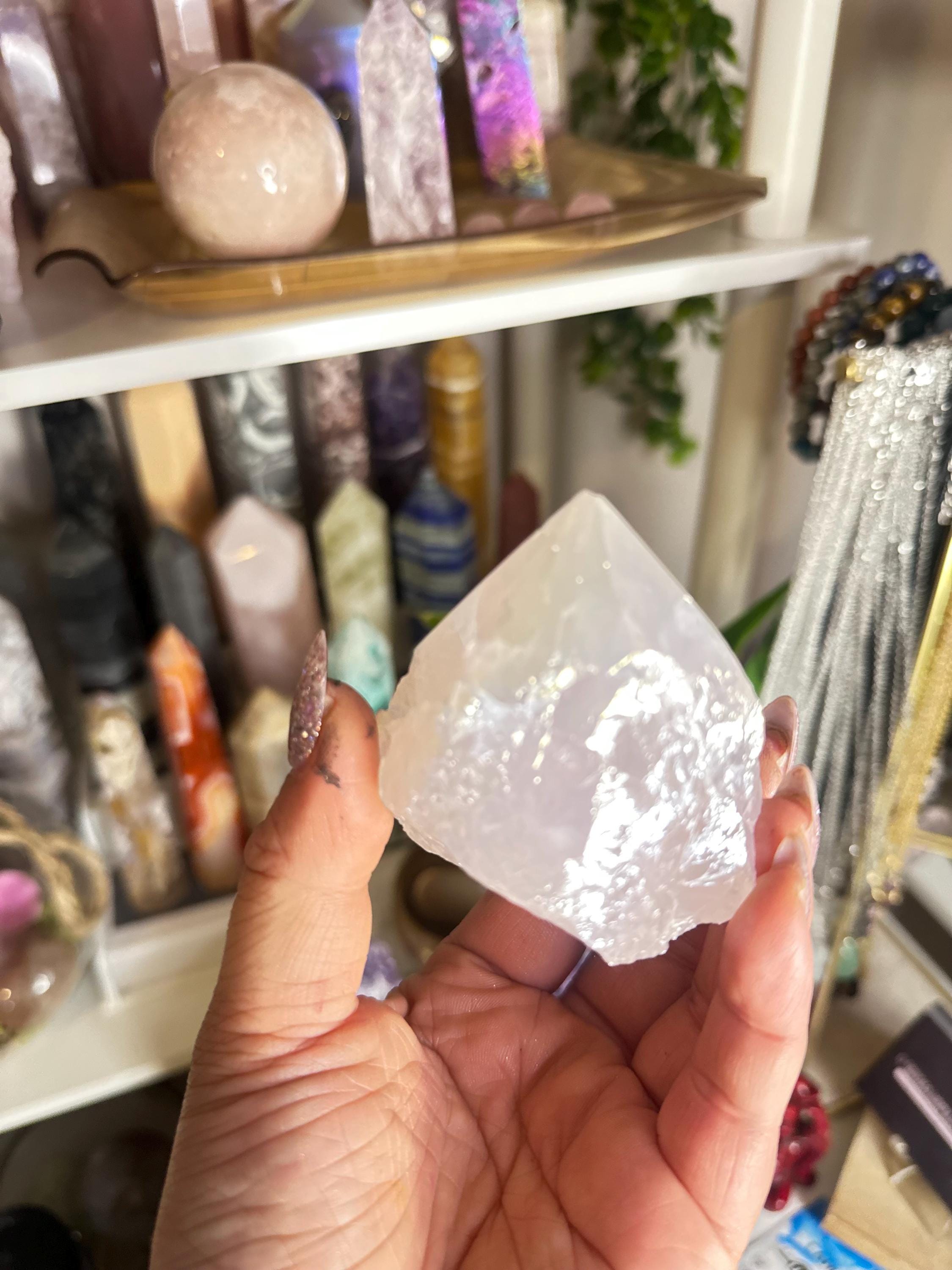 Crystal + Rocks | Polished | Angel Aura Top Polished Raw Point | 3.5in