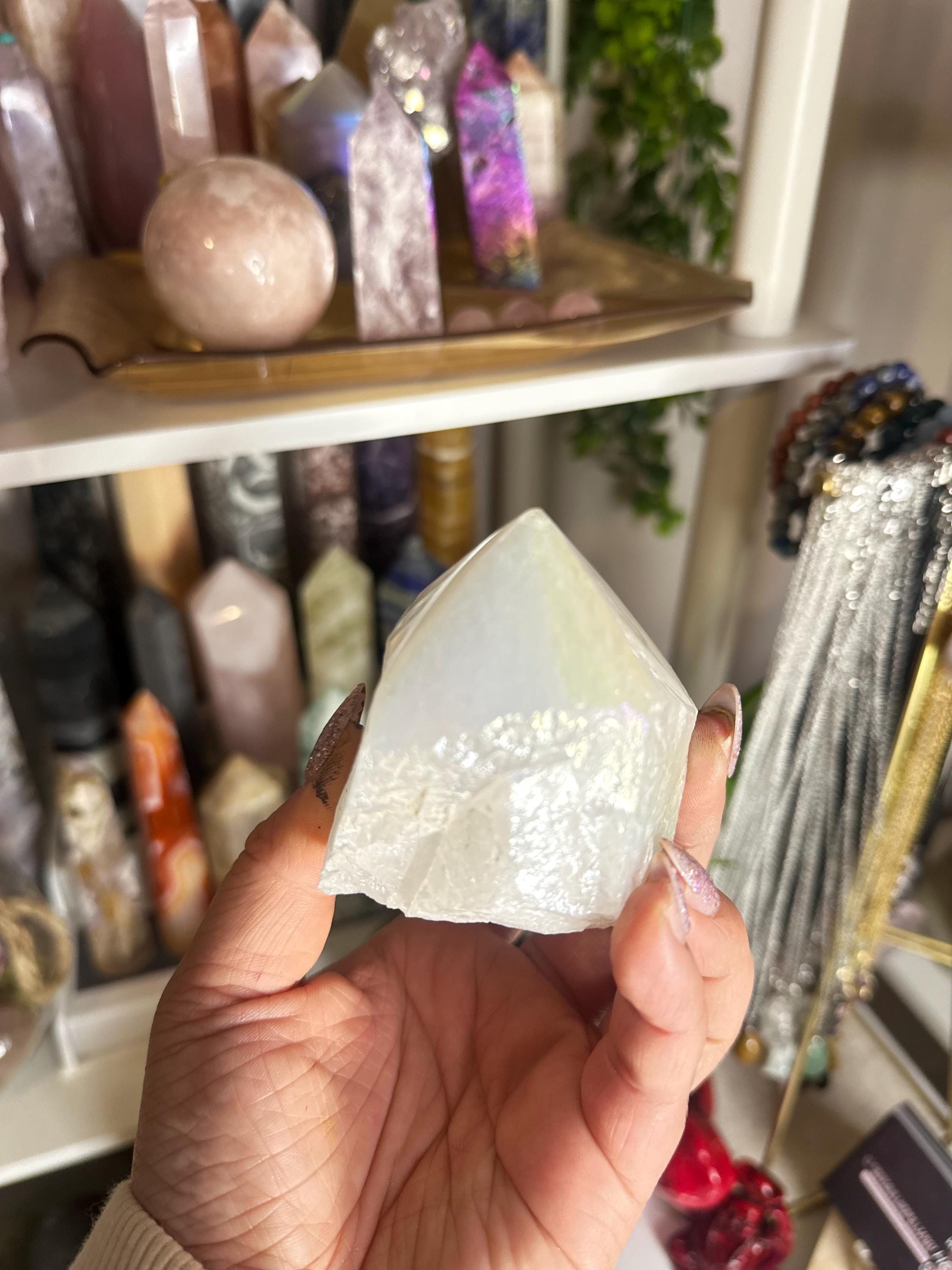 Crystal + Rocks | Polished | Angel Aura Top Polished Raw Point | 3.5in