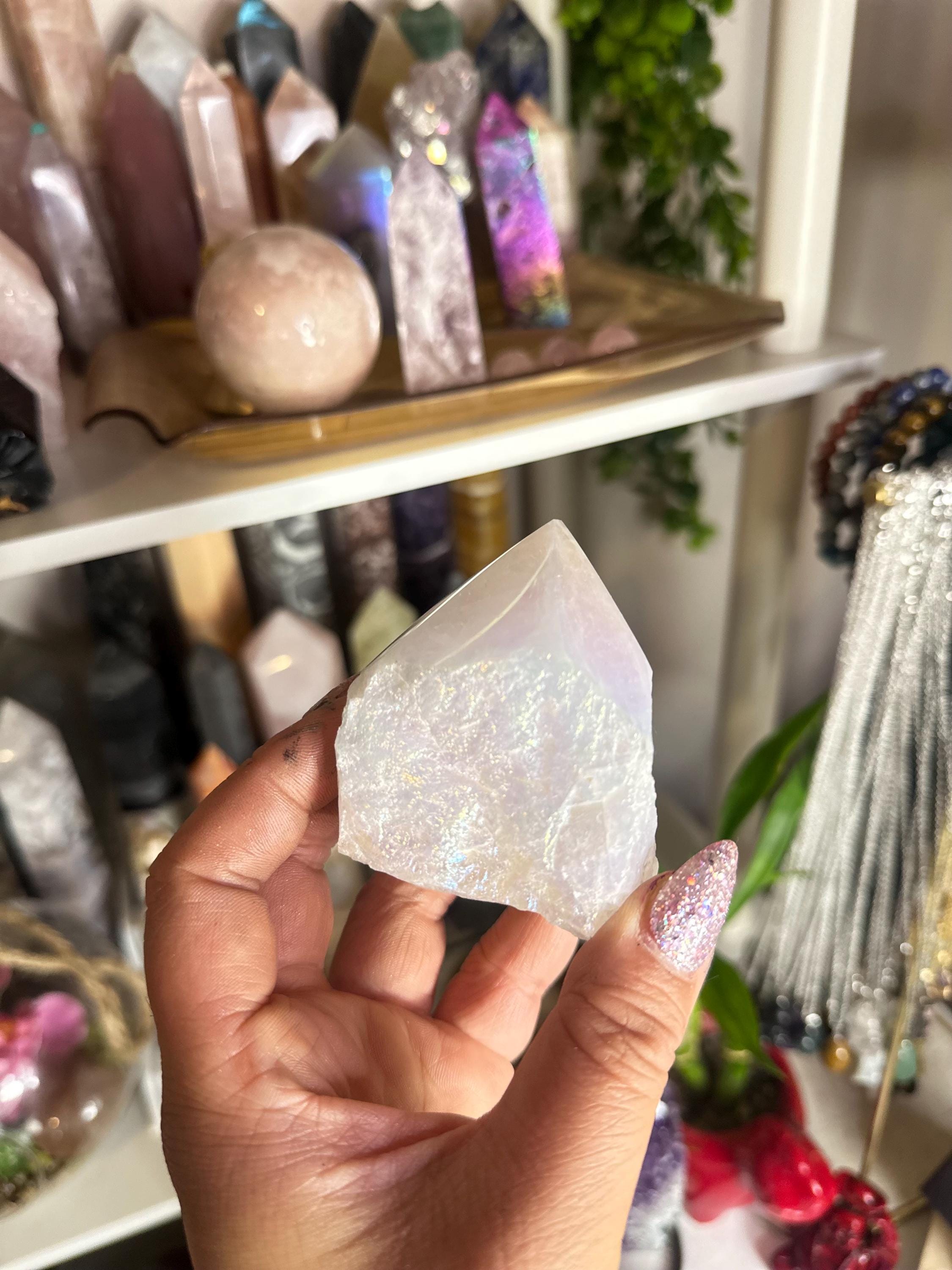 Crystal + Rocks | Polished | Angel Aura Top Polished Raw Point | 3.5in