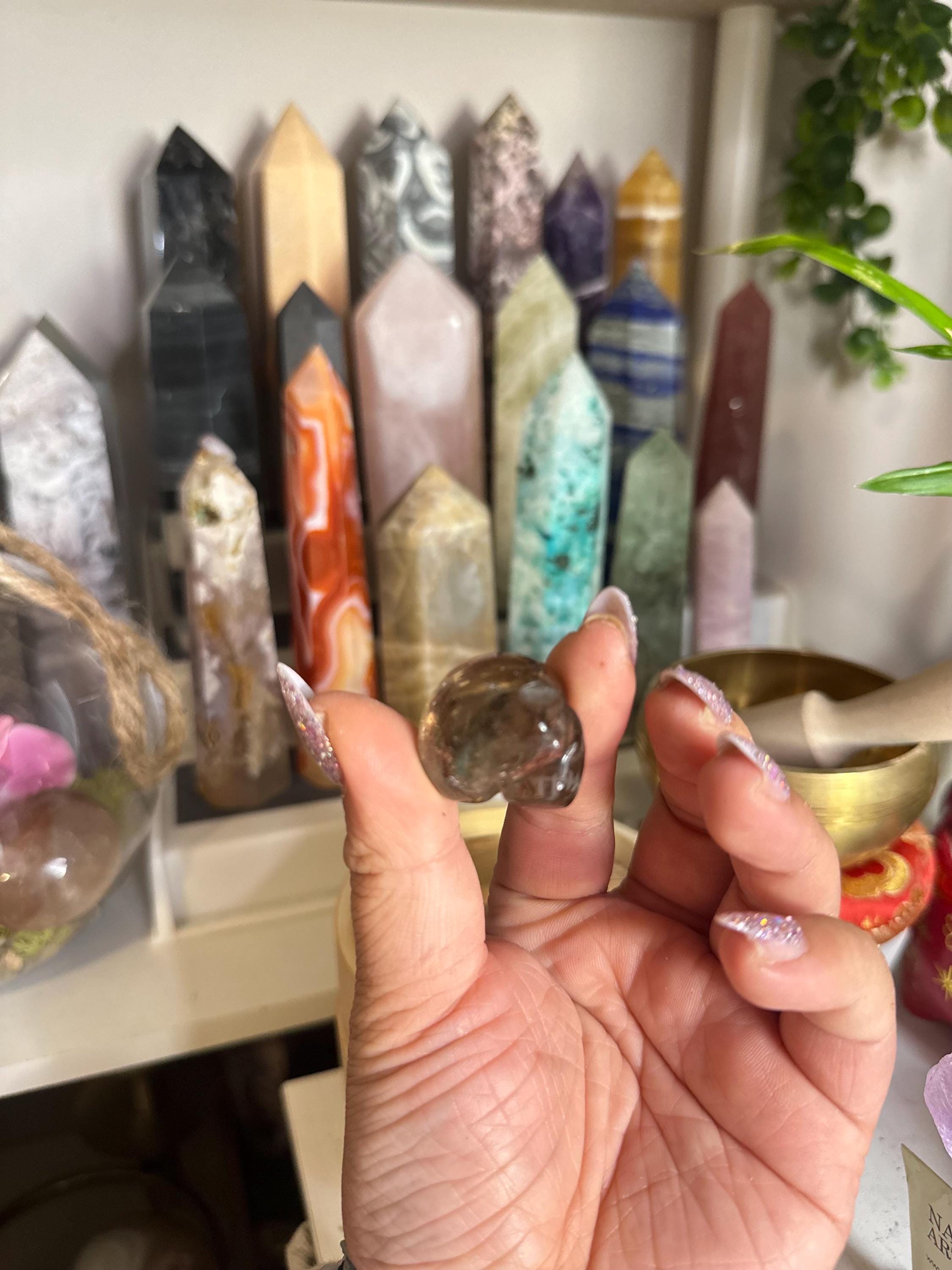 Crystal + Rocks| Bundle of 2 | Clear Quartz + Smoky Quartz Skulls | 1inch