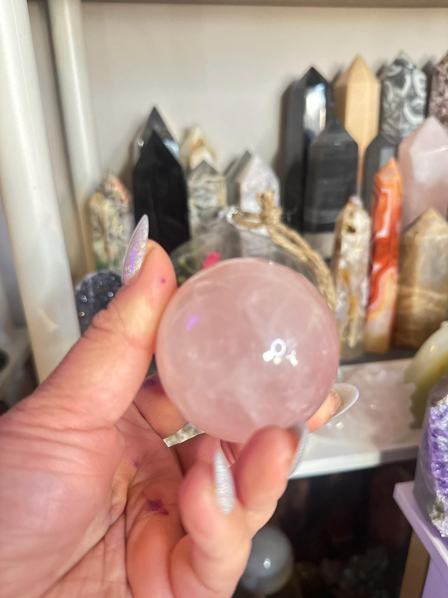 Crystal, Minerals + Rocks | Intuitive Pick | Super Juicy + Gemmy High Quality 6 STAR ASTERISM Rose Quartz Sphere | 2.5in