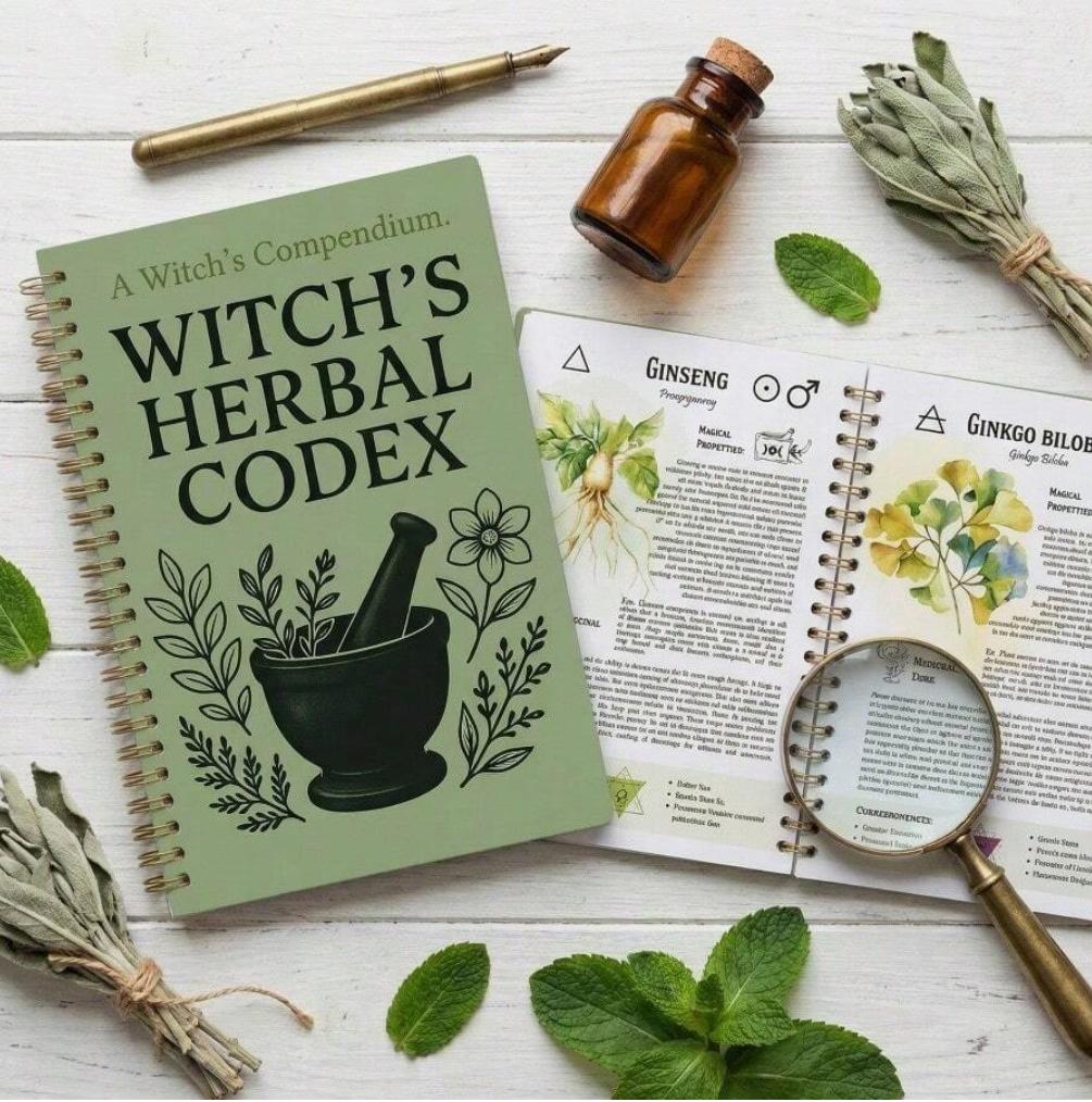 Premium Witchcraft Gift Box | Beginner Witch Kit | Witch's Herbal Codex, Spell Deck, Protection Journal & Crystal Set