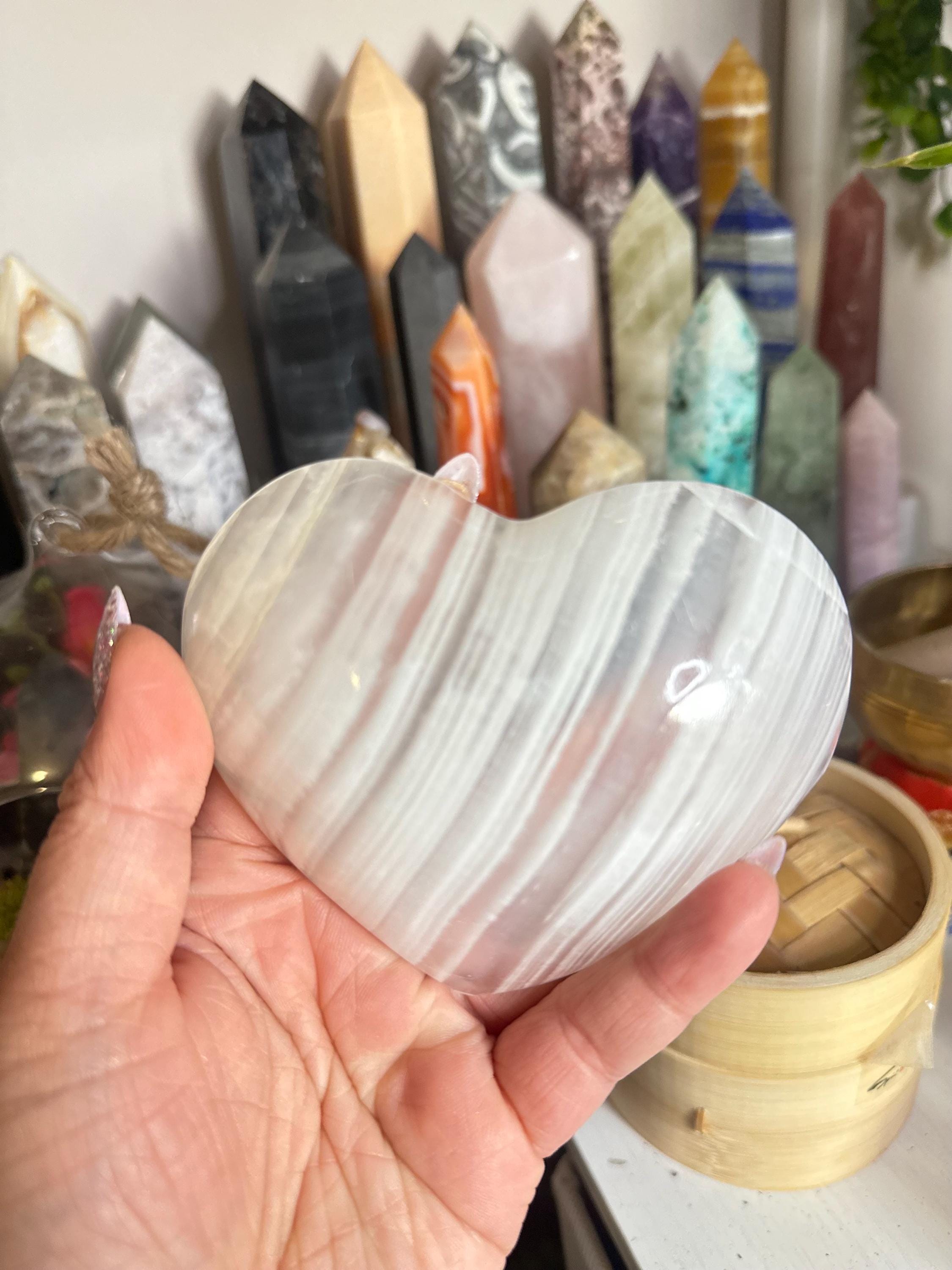Crystal + Rocks | Gorgeous | White Onyx Heart Bowl | 3in