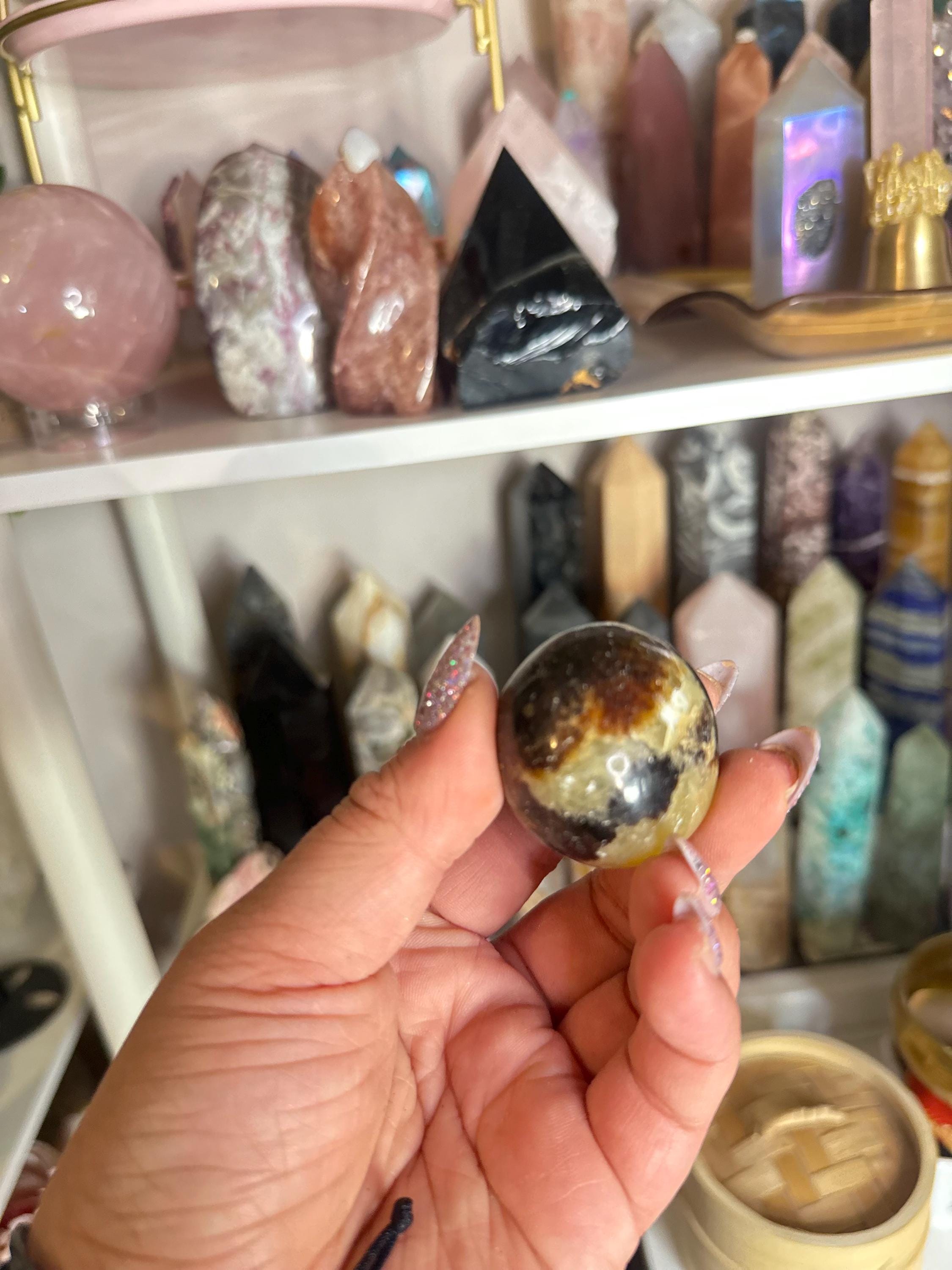 Crystal + Rocks| Polished | Septarian Node | 1inch