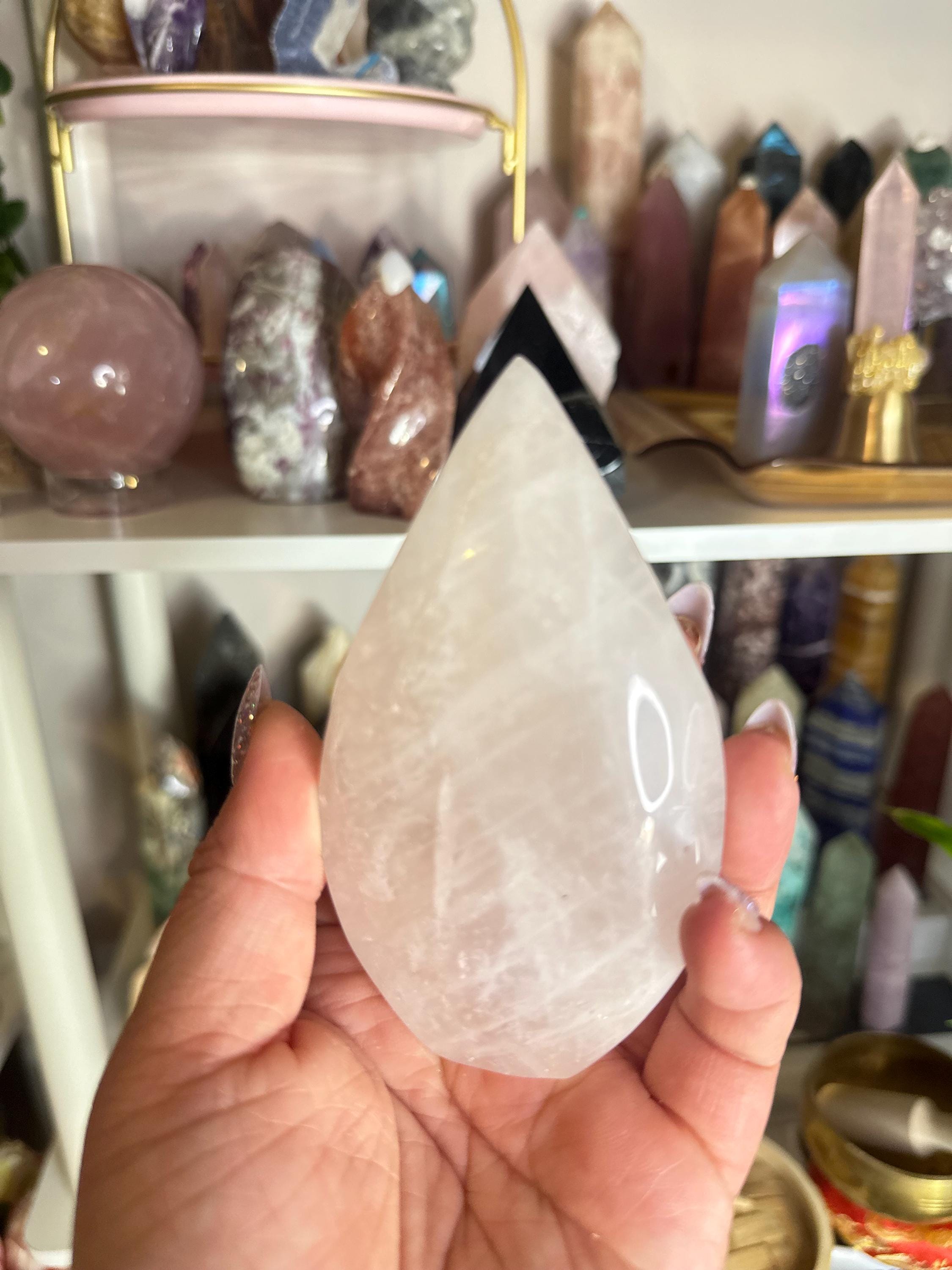 Crystal + Rocks| Polished | Rose Quartz Standing Freeform Teardrop | 4in