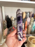 Crystal + Rocks| Polished | Chevron Amethyst Tower | 7in