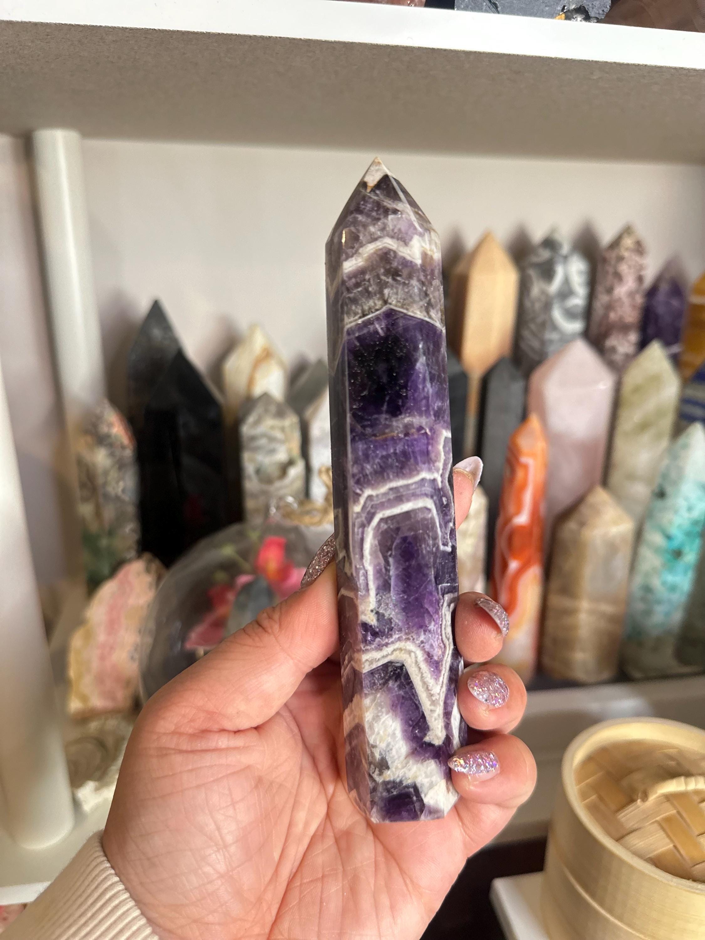 Crystal + Rocks| Polished | Chevron Amethyst Tower | 7in