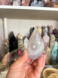 Crystal + Rocks| Polished | Grey Jelly Agate Standing Freeform Teardrop | 4.5in