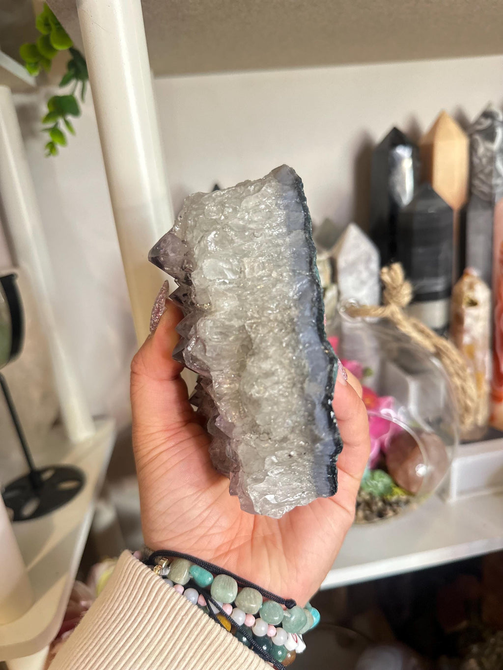 Crystal + Rocks| Unique | Lavender Amethyst Raw Diamond Shaped Cutbase | 5in