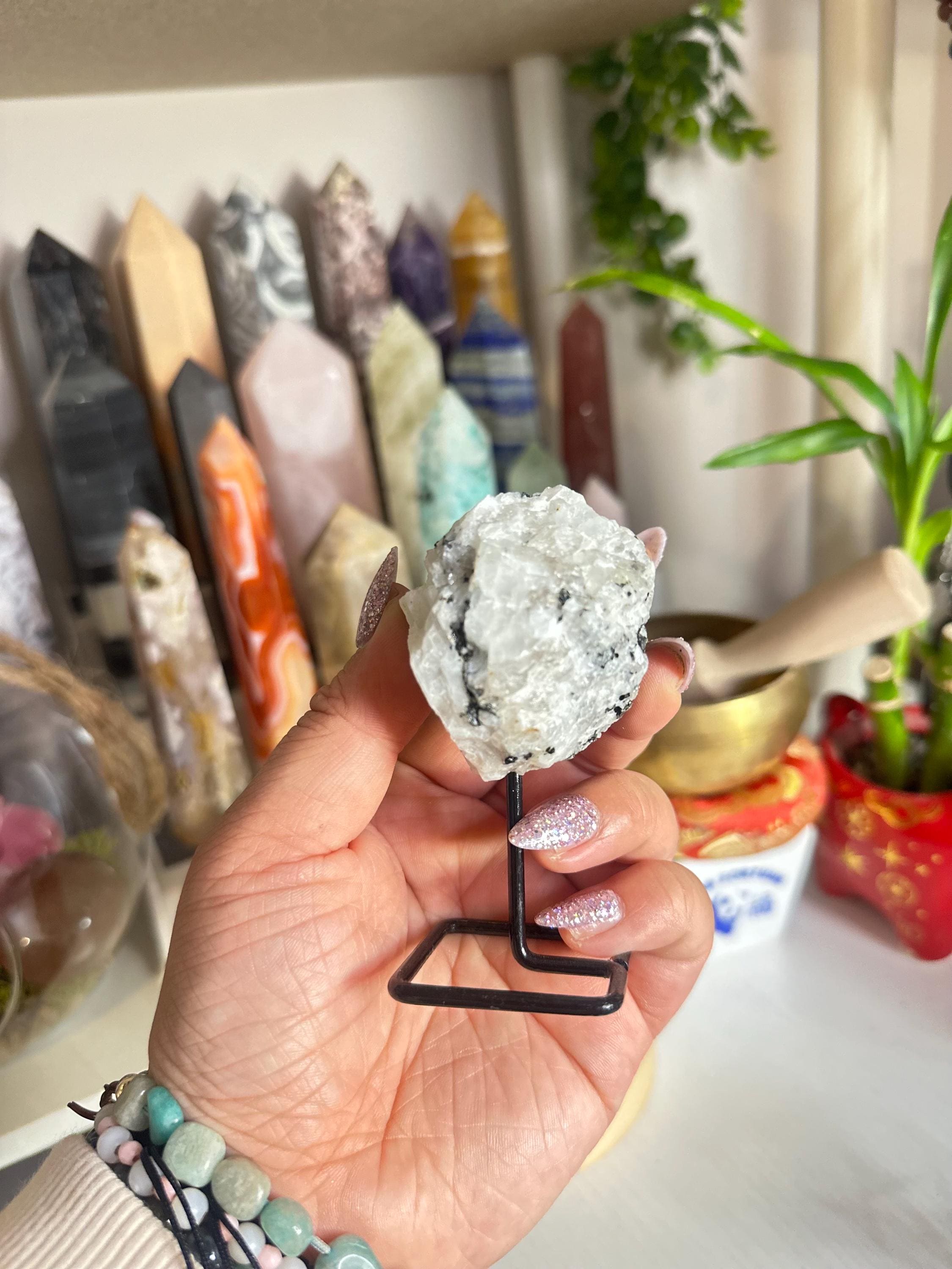 Crystal + Rocks| Rare + Unique | Green Tourmaline on a Stand | 4in