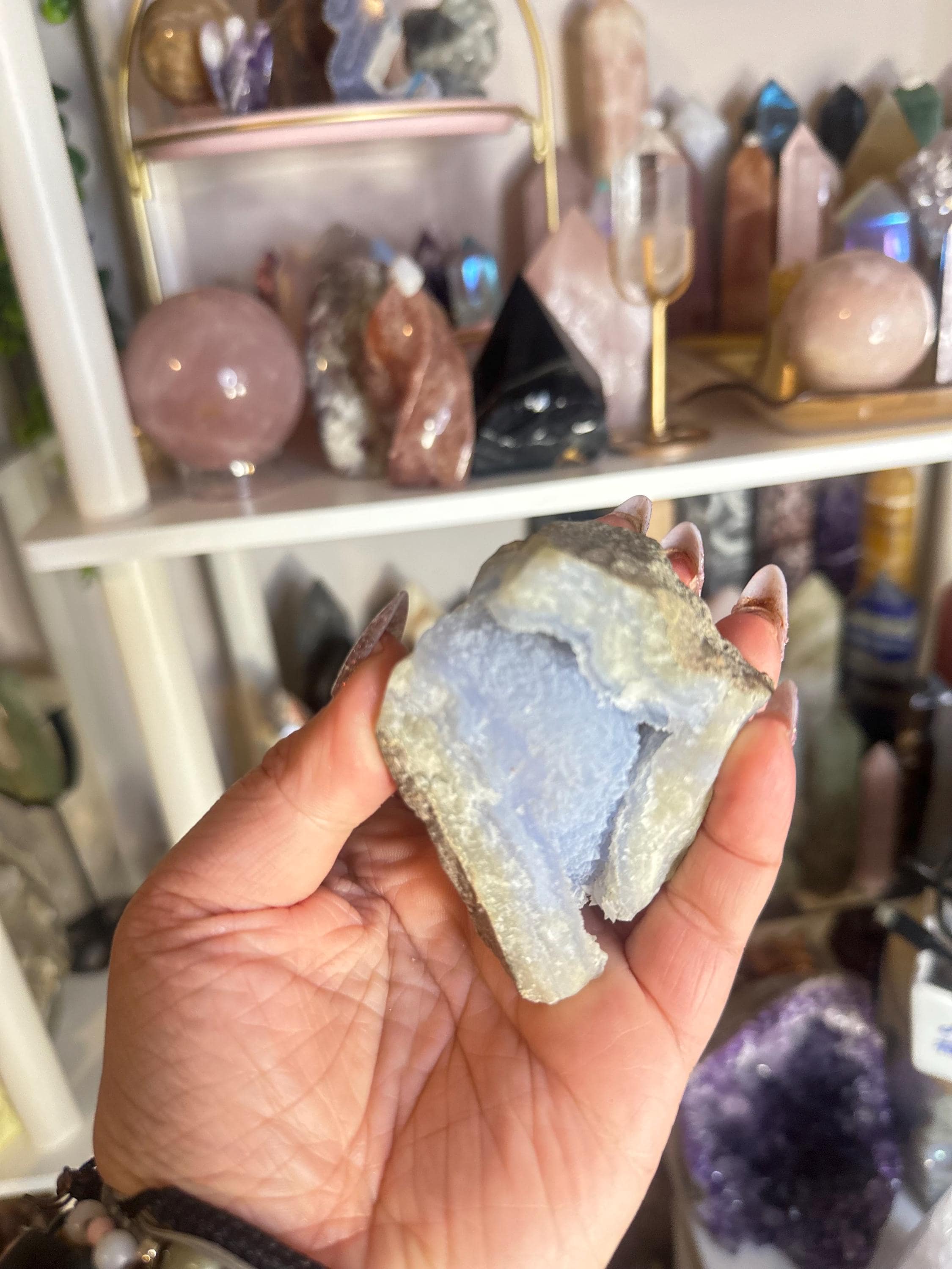 Crystal + Rocks| Rare | Druzy Botryoidal Blue Laced Agate Chalcedony Cave | 5in