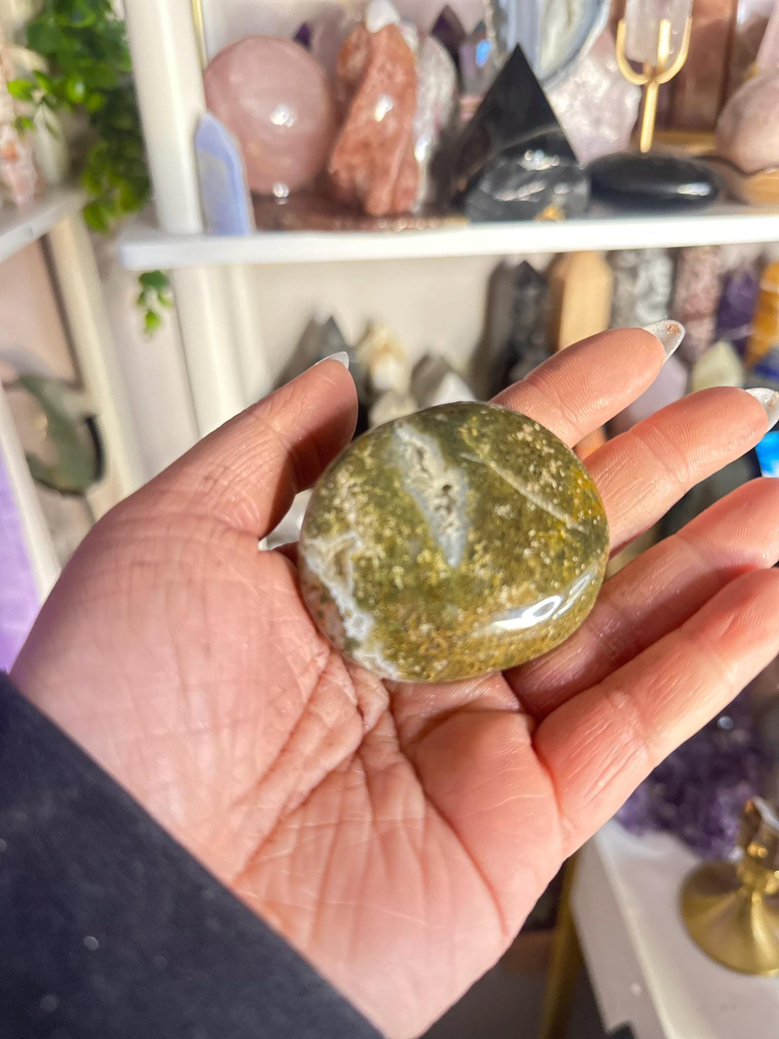 Crystal, Minerals + Rocks | Unique 8th Vein | Ocean Jasper Puffy Palm Stones | 2in