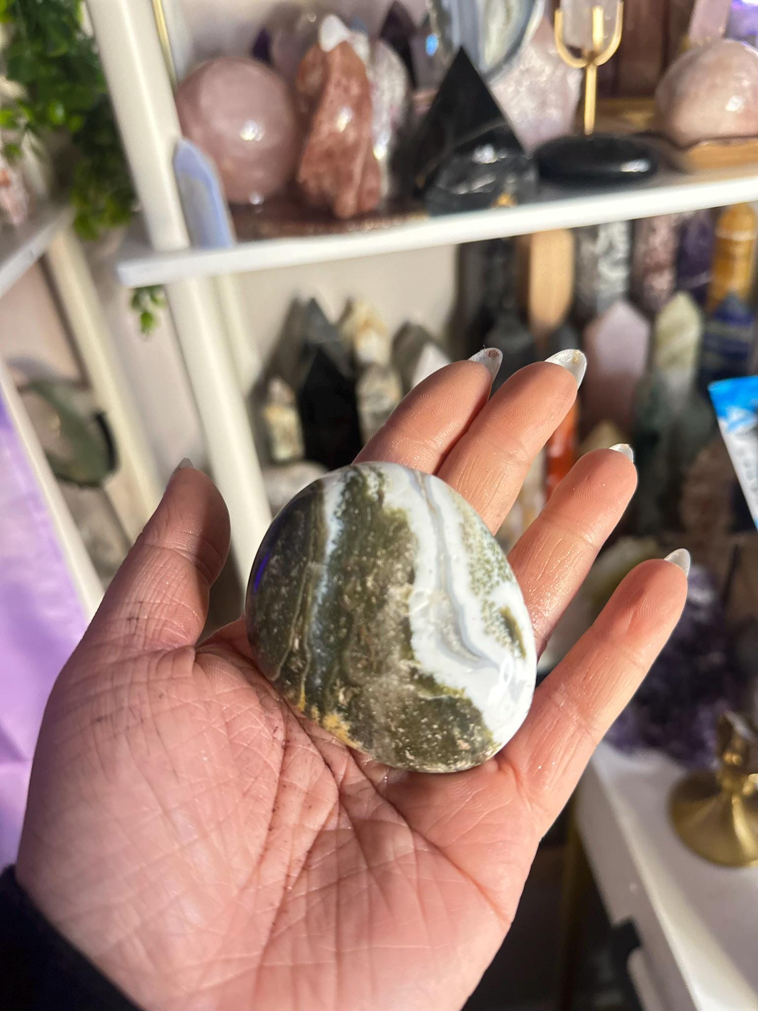 Crystal, Minerals + Rocks | Unique 8th Vein | Ocean Jasper Puffy Palm Stones | 2in