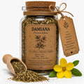 Organic Herb Spell Jar + Spoon | Damiana | Dried, Cut & Sifted | Love • Passion • Emotional Balance | 50ML