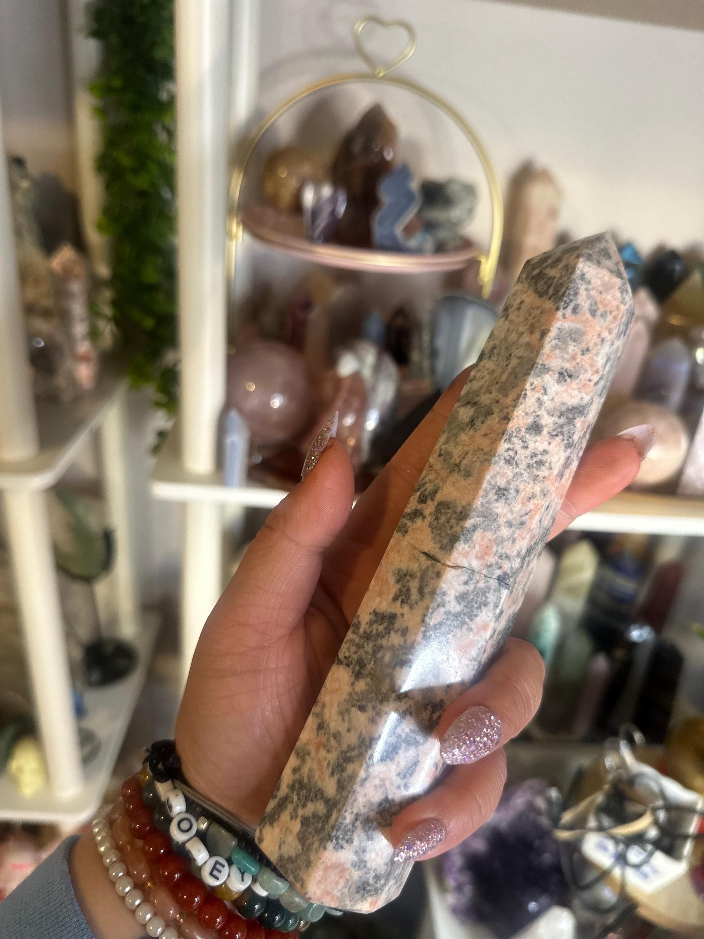 Crystal + Rocks | IMPERFECT CRYSTAL | Glued Leopard Skin Jasper Tower | 7in