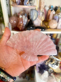 Crystal + Rocks | IMPERFECT CRYSTAL | Glued Rose Quartz Fan Carving | 6in