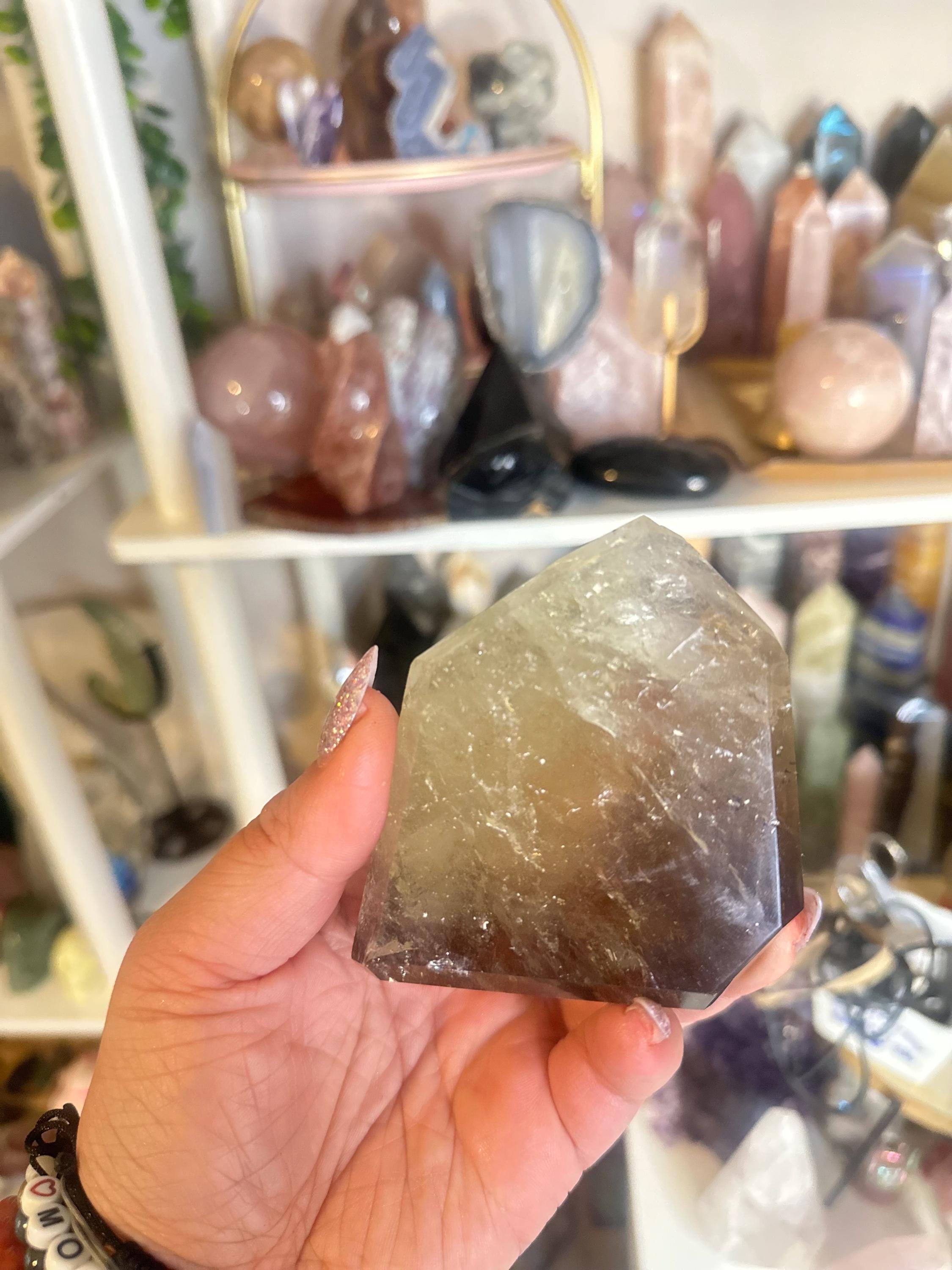 Crystal + Rocks | IMPERFECT CRYSTAL | Glued + Chipped Tip  Natural Smoky Citrine Chunky Standing Freeform | 5in