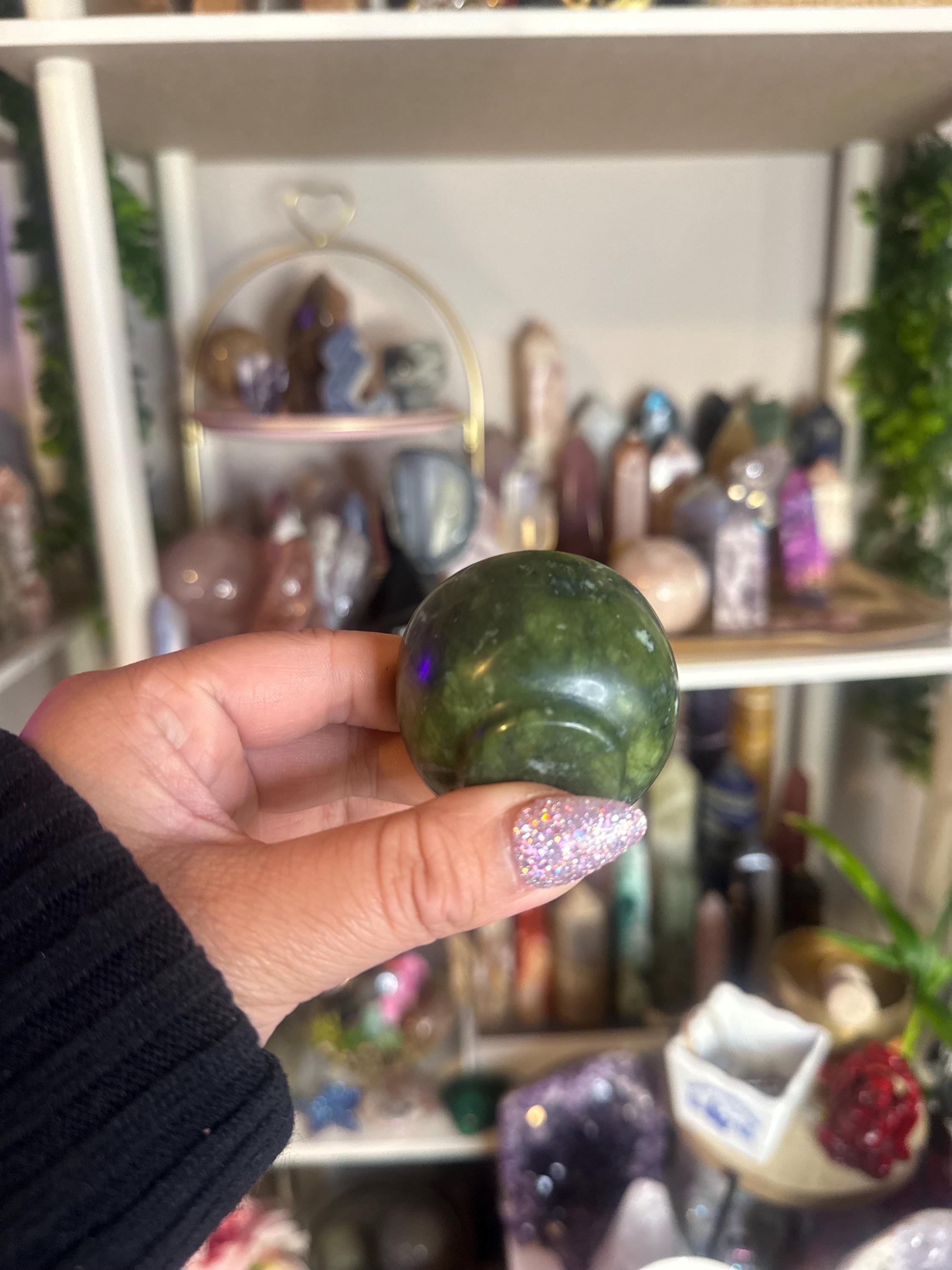 Crystal + Rocks | Intuitive Pick | Dark Green Jade Cups | 2.5in