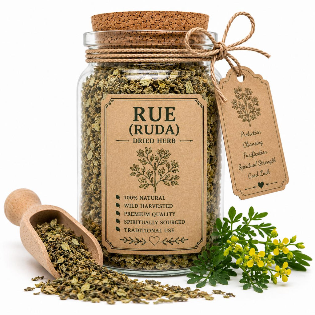 Spell Jar + Spoon | Rue (Ruda) | Dried, Cut & Sifted | Ruta Graveolens | 50ML
