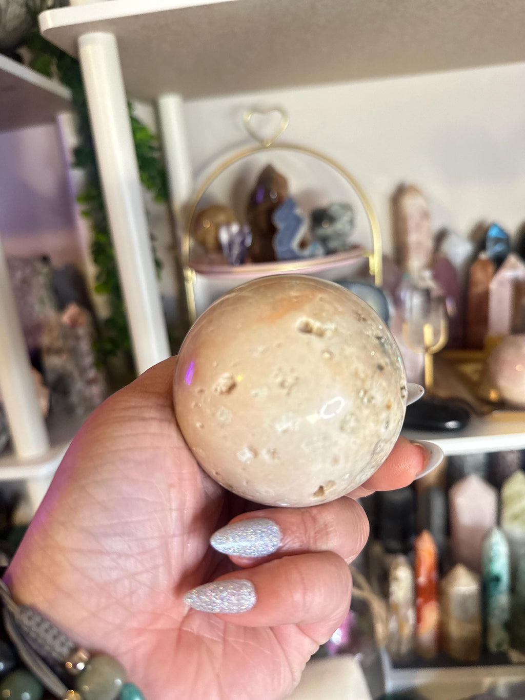 Crystal + Rocks | Unique + Druzy | Pink Amethyst + Flower Agate Sphere | 2.75in